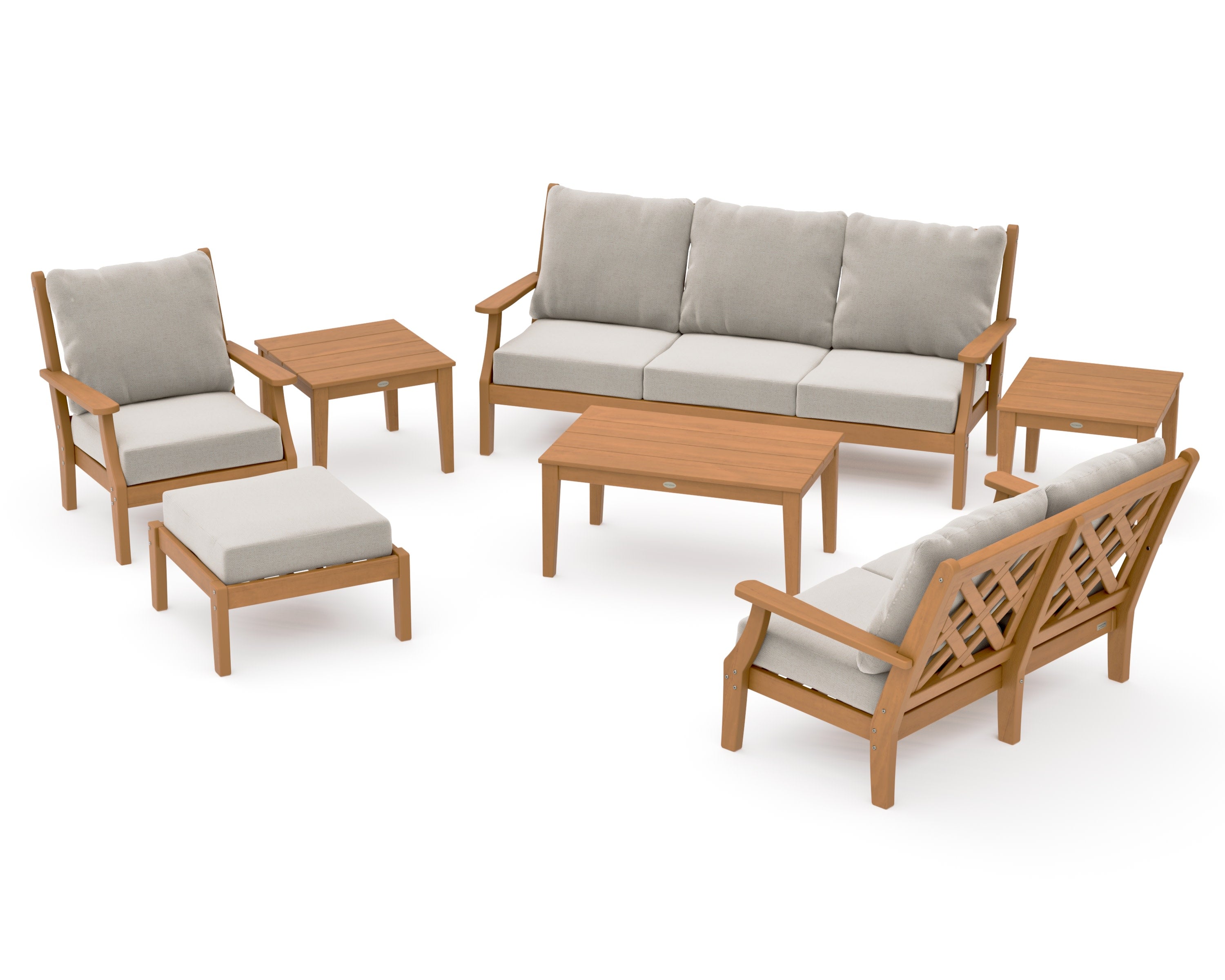 Wovendale 7-Piece Deep Seating Set in Natural / Dune Burlap