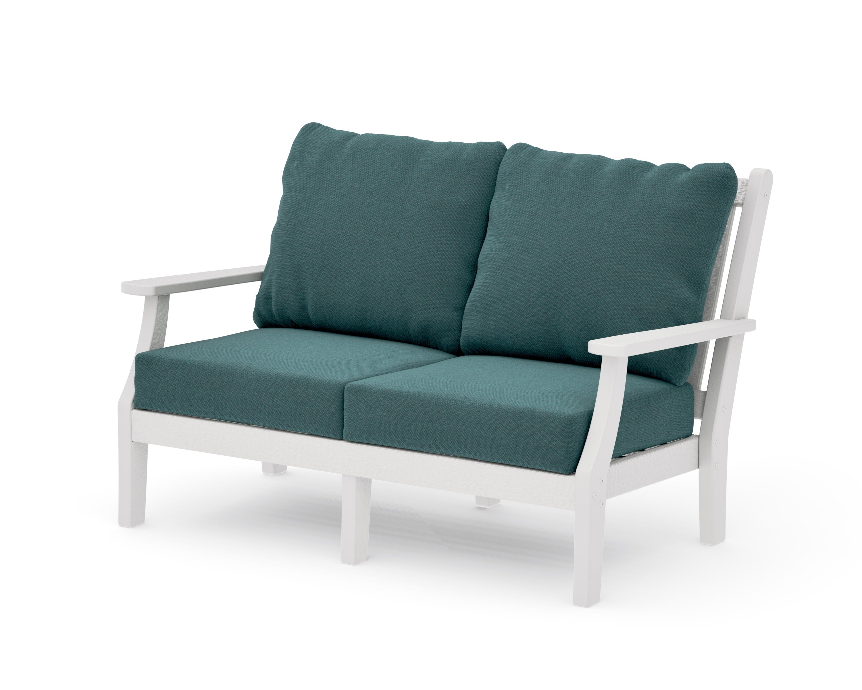 Wovendale Deep Seating Loveseat in Vintage White / Ocean Teal