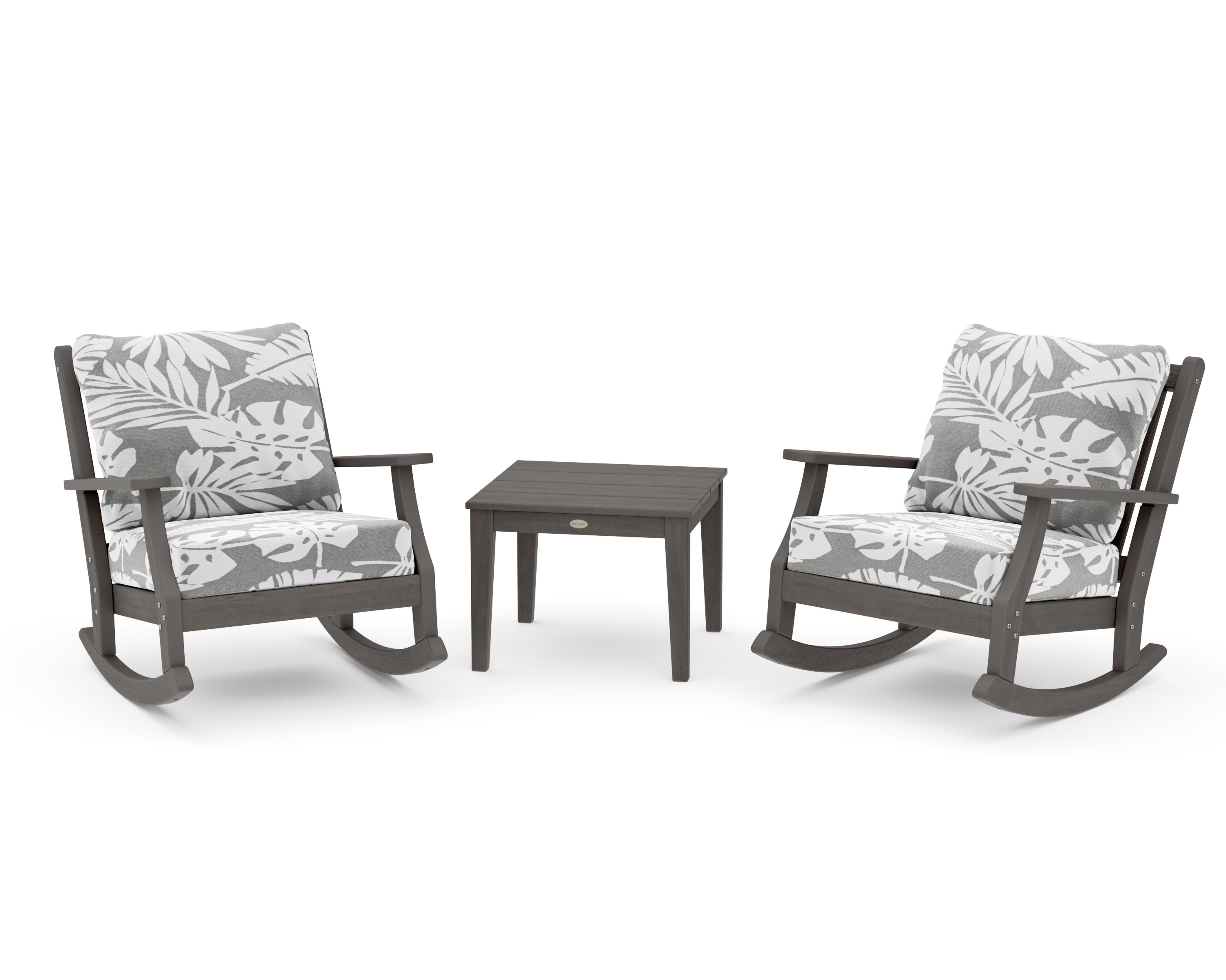 Wovendale 3-Piece Deep Seating Rocker Set in Driftwood / Leaf Grey Mist