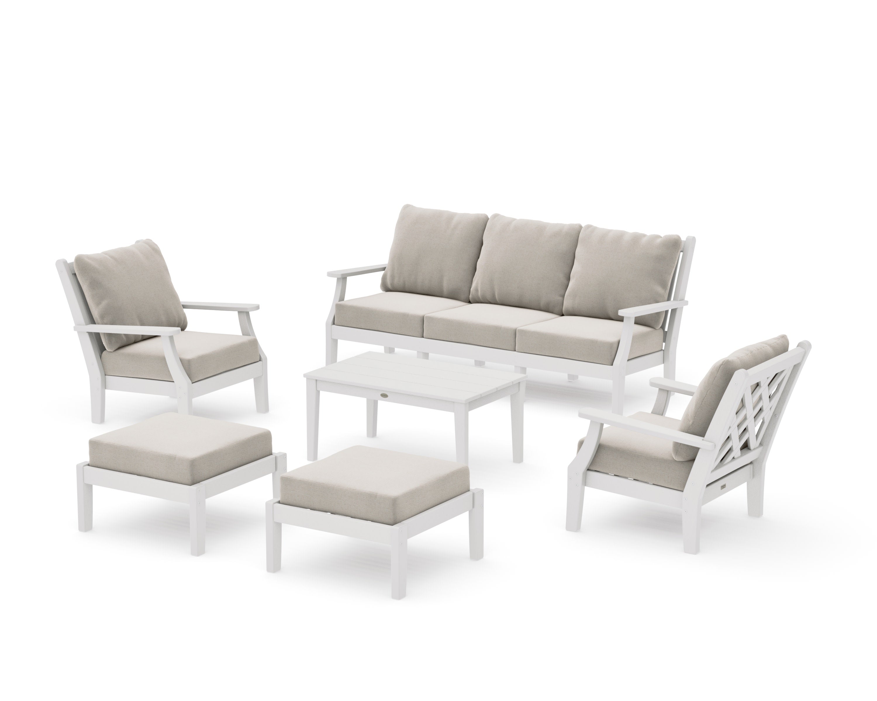 Wovendale 6-Piece Lounge Sofa Set in Vintage White / Dune Burlap