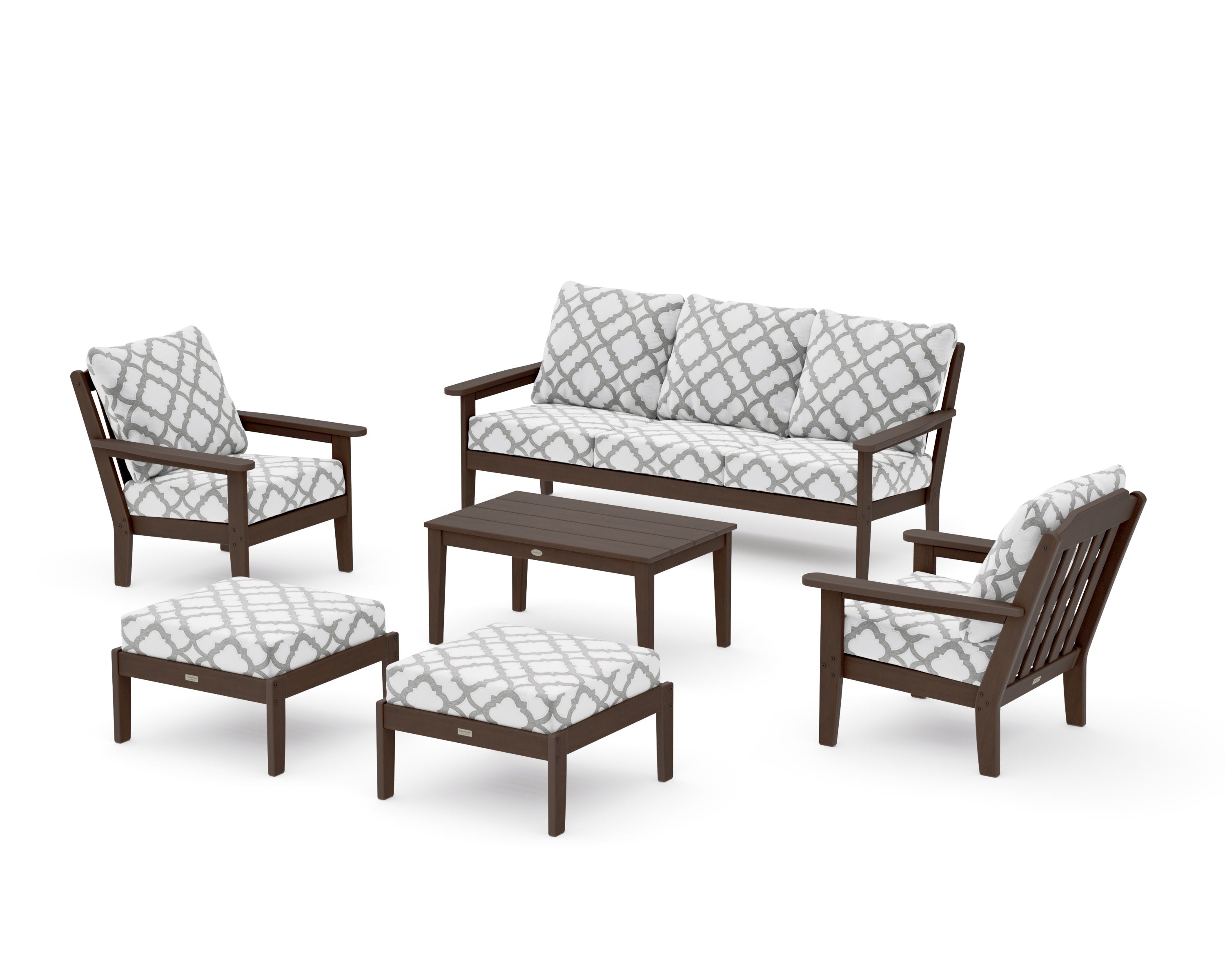 Cottage 6-Piece Lounge Sofa Set in Kona / Trellis Grey Mist