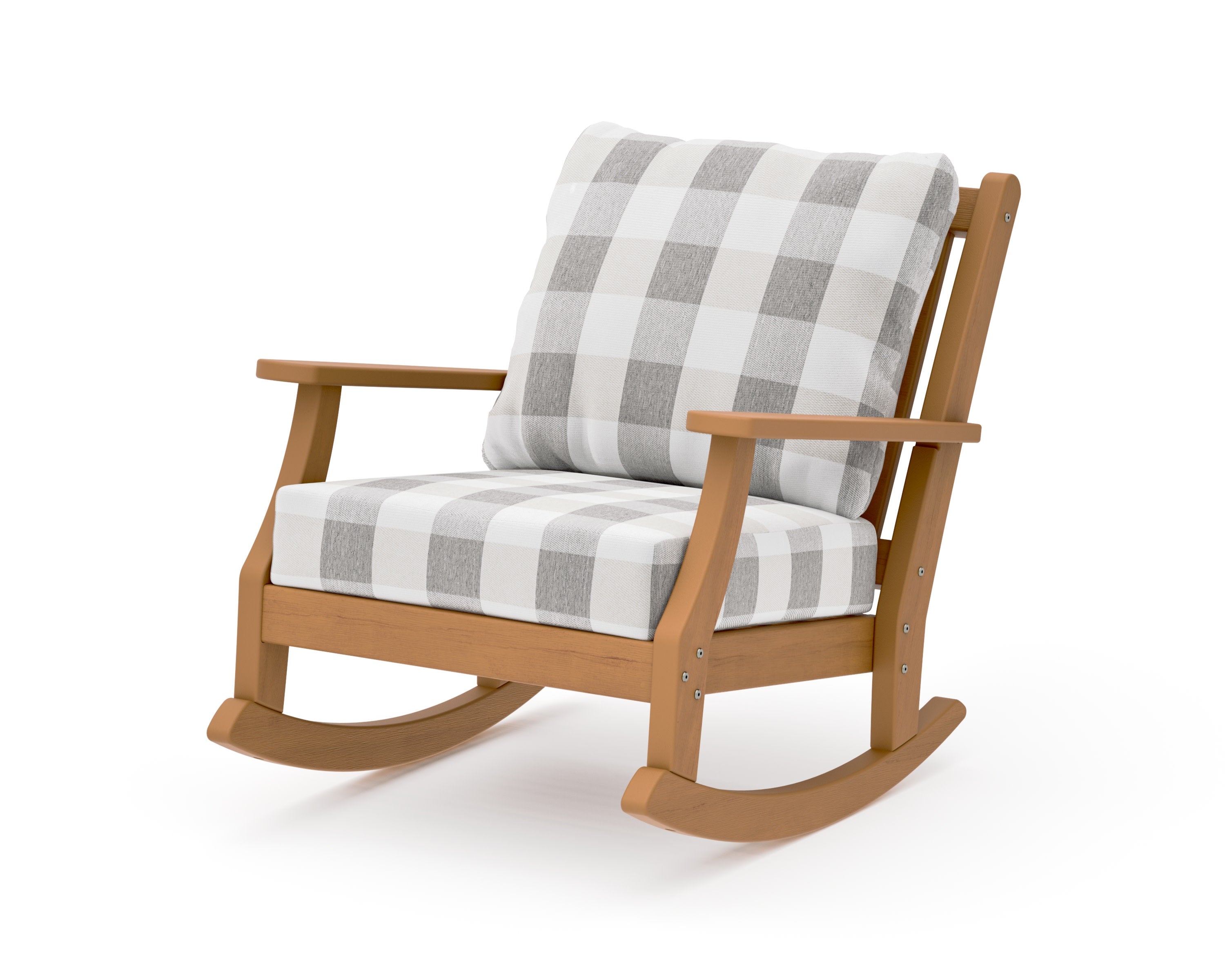 Wovendale Deep Seating Rocking Chair in Natural / Buffalo Plaid Grey Mist