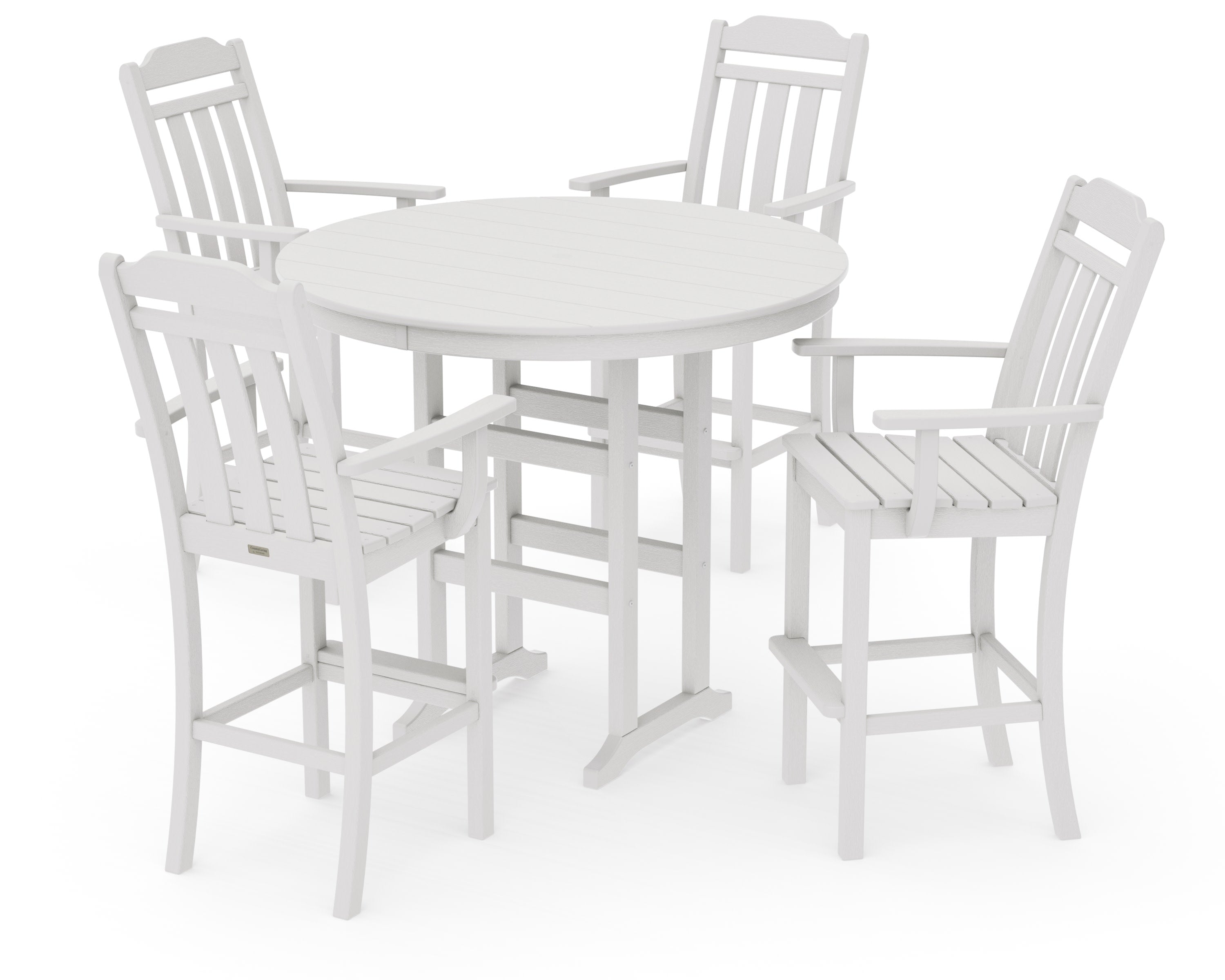 Cottage 5-Piece Round Farmhouse Bar Set in Vintage White