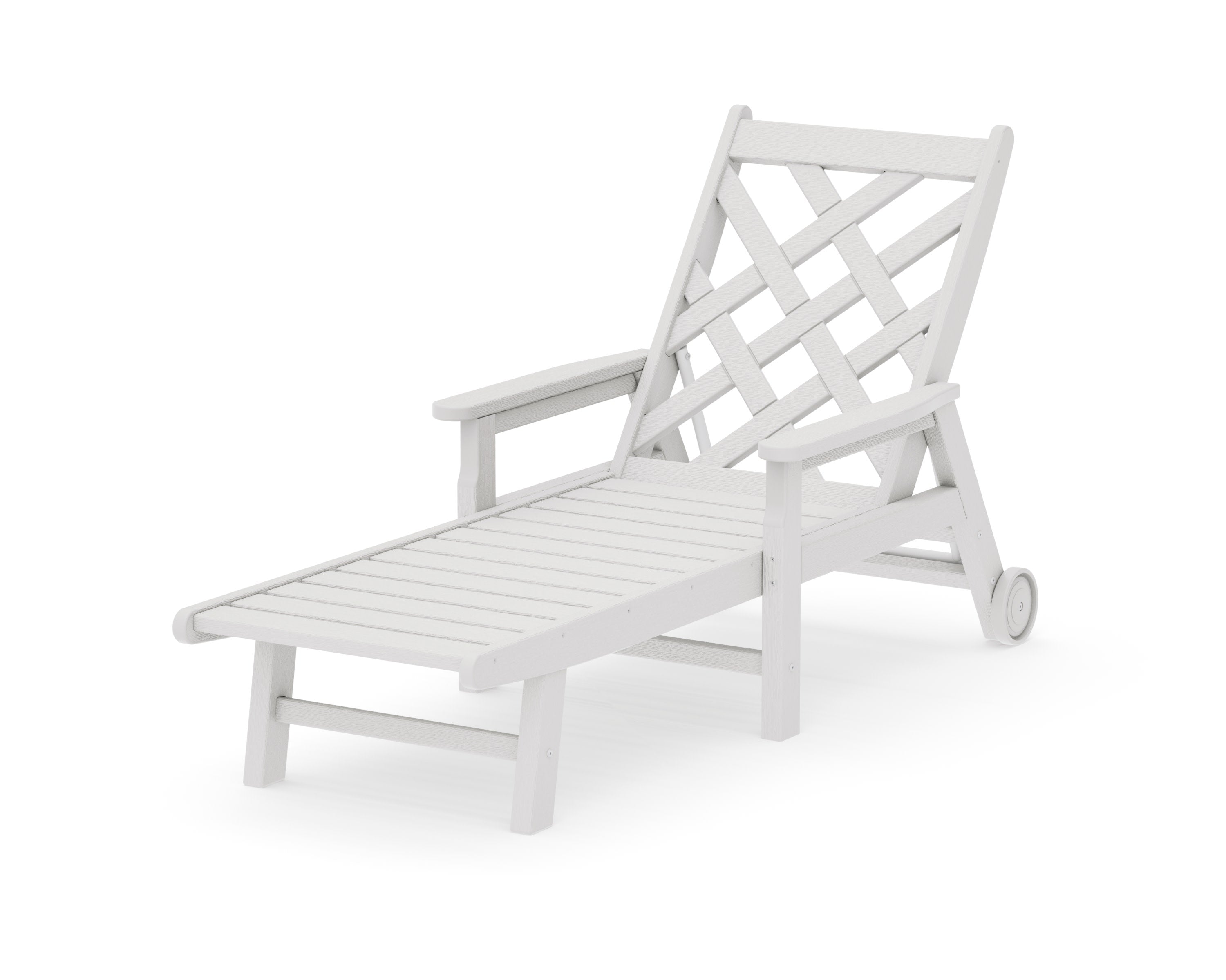 Wovendale Chaise with Arms and Wheels in Vintage White