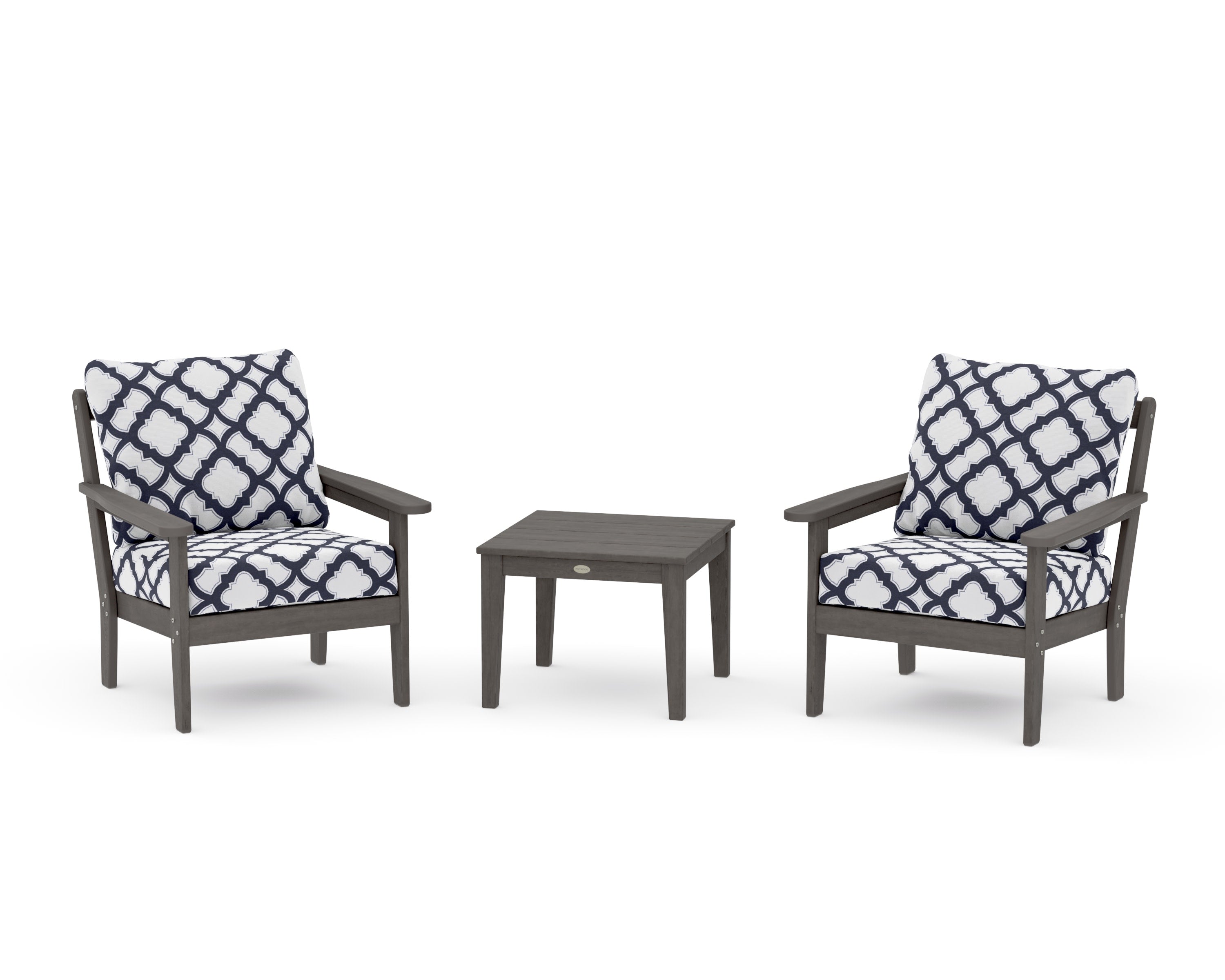 Cottage 3-Piece Deep Seating Set in Driftwood / Trellis Navy