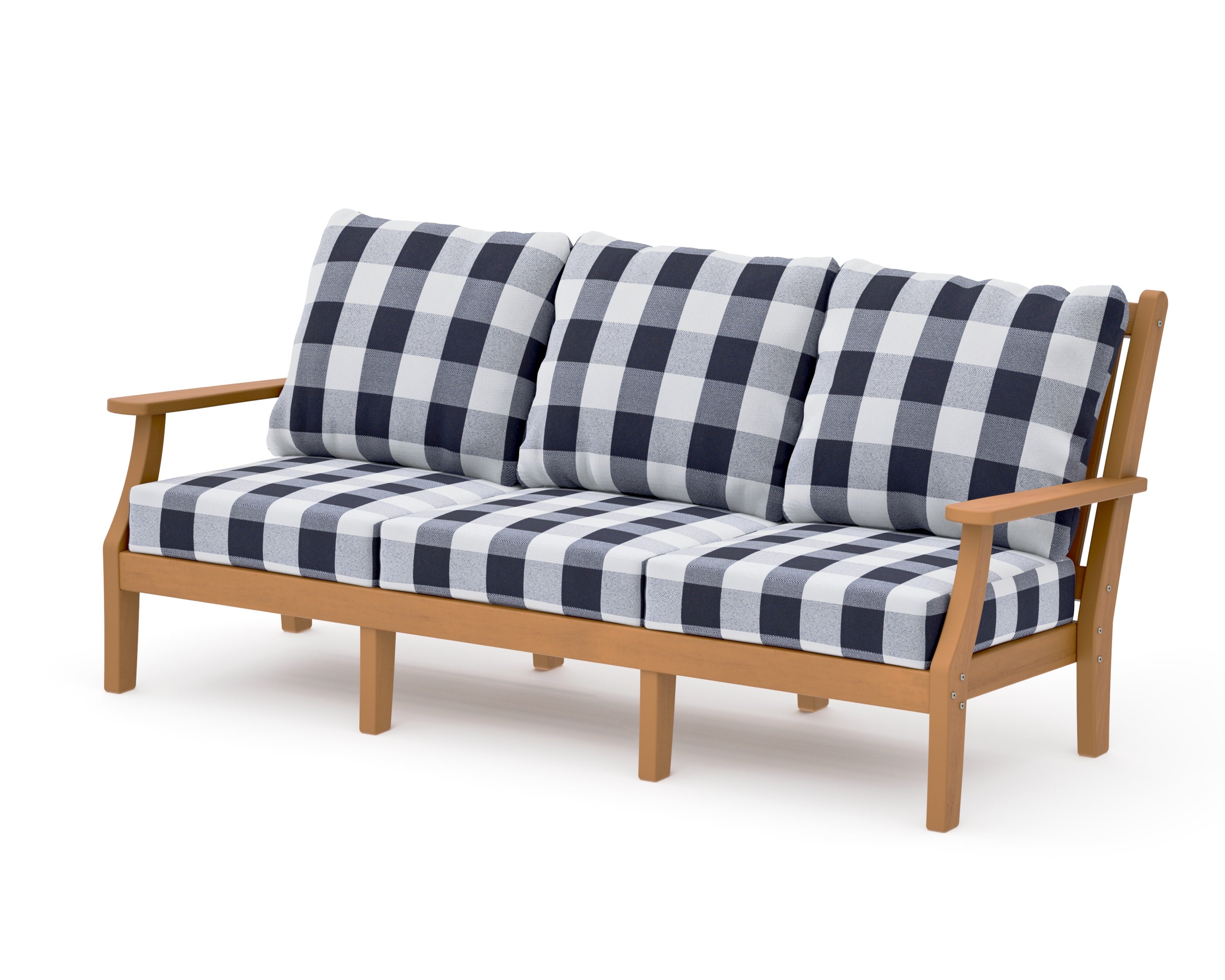 Wovendale Deep Seating Sofa in Natural / Buffalo Plaid Navy