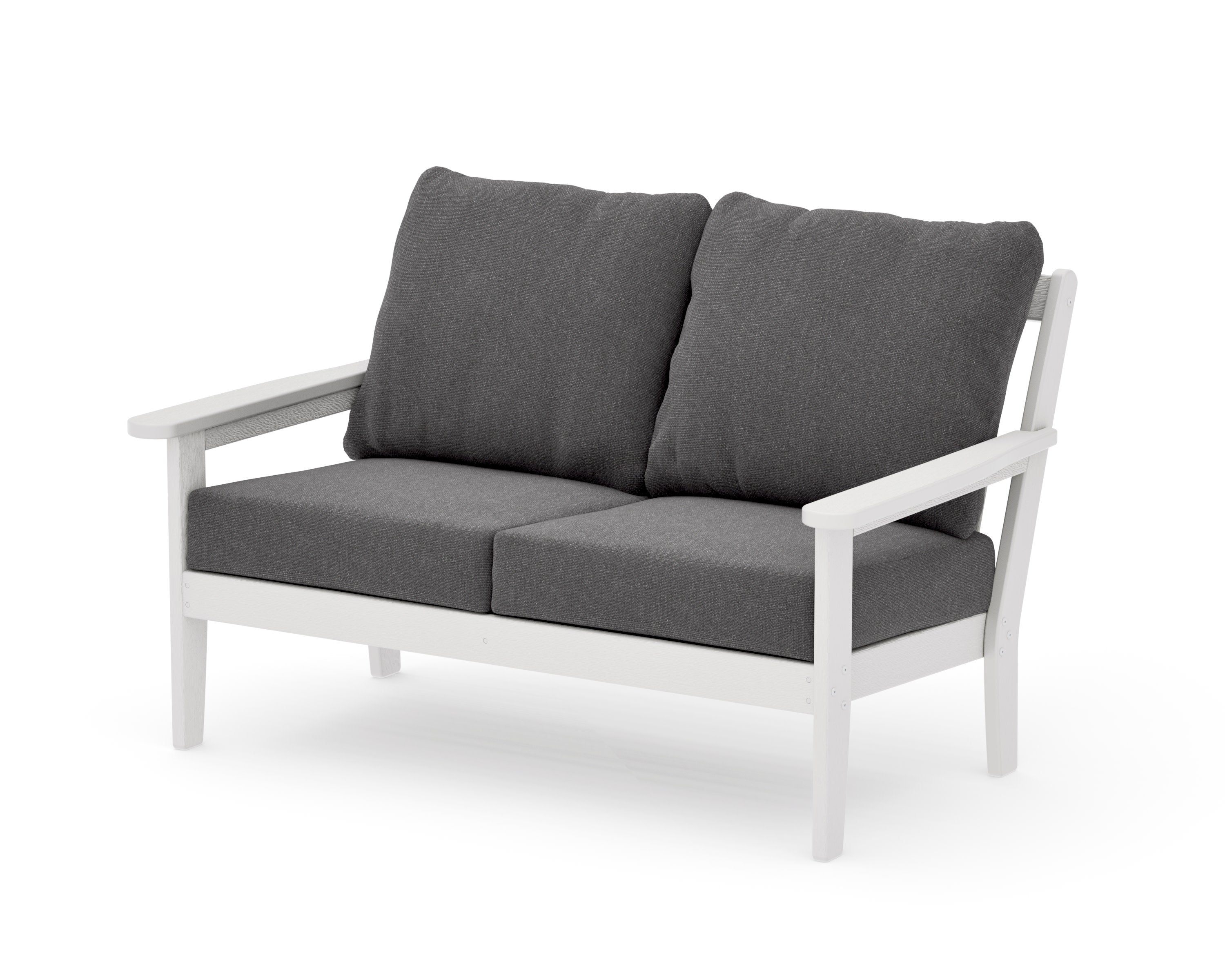 Cottage Deep Seating Loveseat in Vintage White / Ash Charcoal