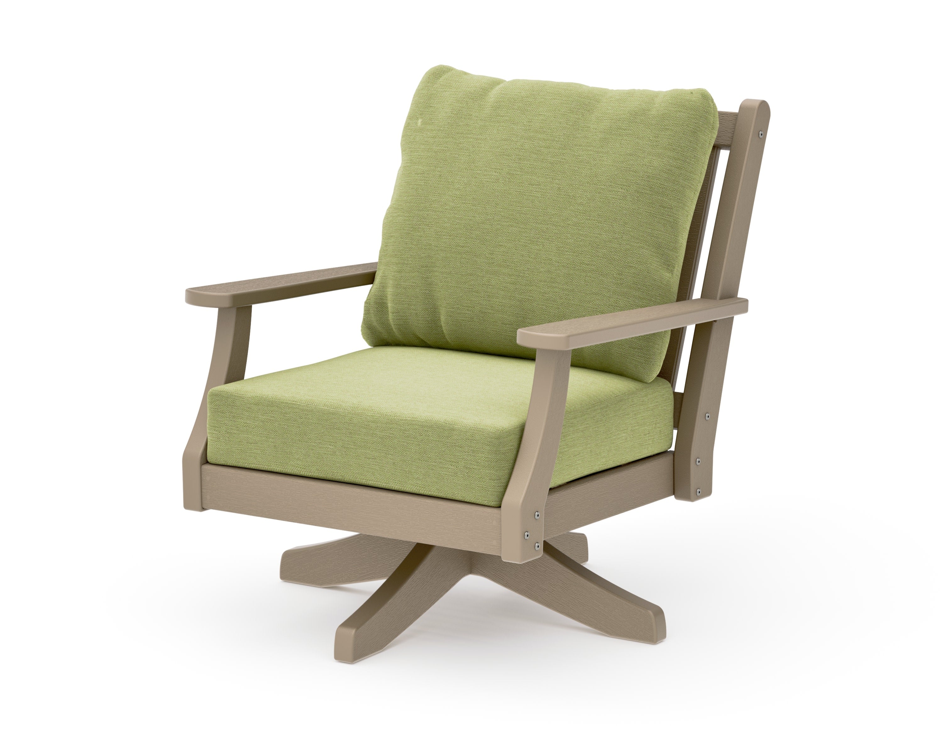 Wovendale Deep Seating Swivel Chair in Vintage Sahara / Chartreuse Boucle