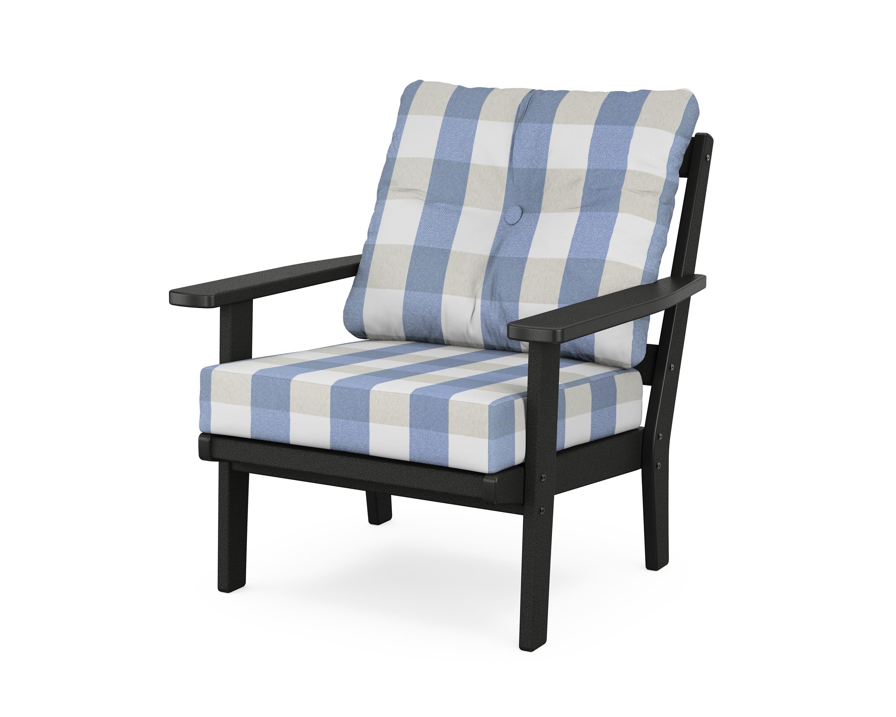 Prairie Deep Seating Chair in Black / Buffalo Plaid Sky Blue
