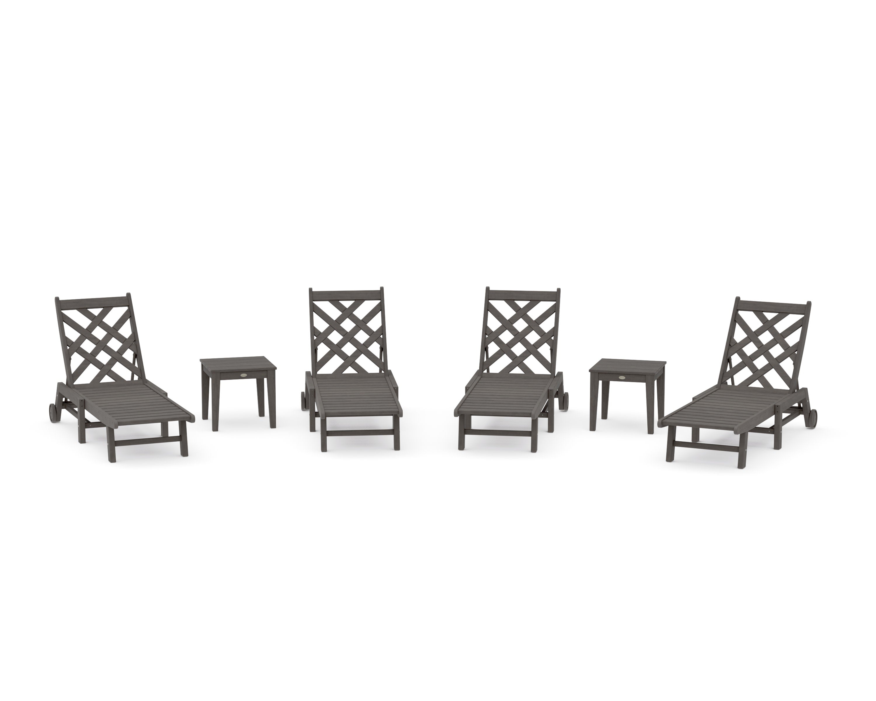Wovendale 6-Piece Chaise Set with Wheels in Driftwood