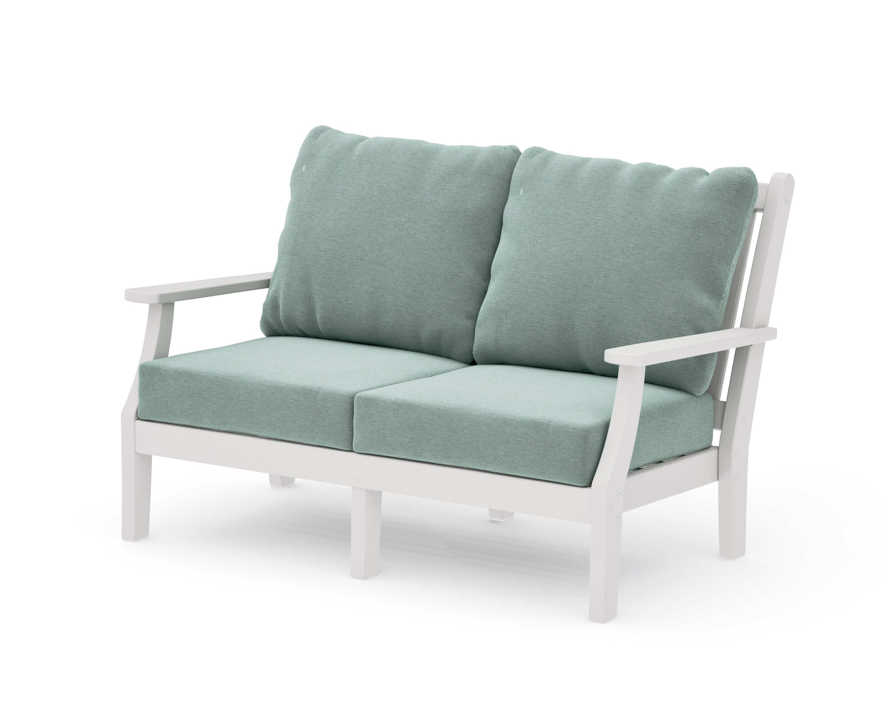 Wovendale Deep Seating Loveseat in Vintage White / Glacier Spa