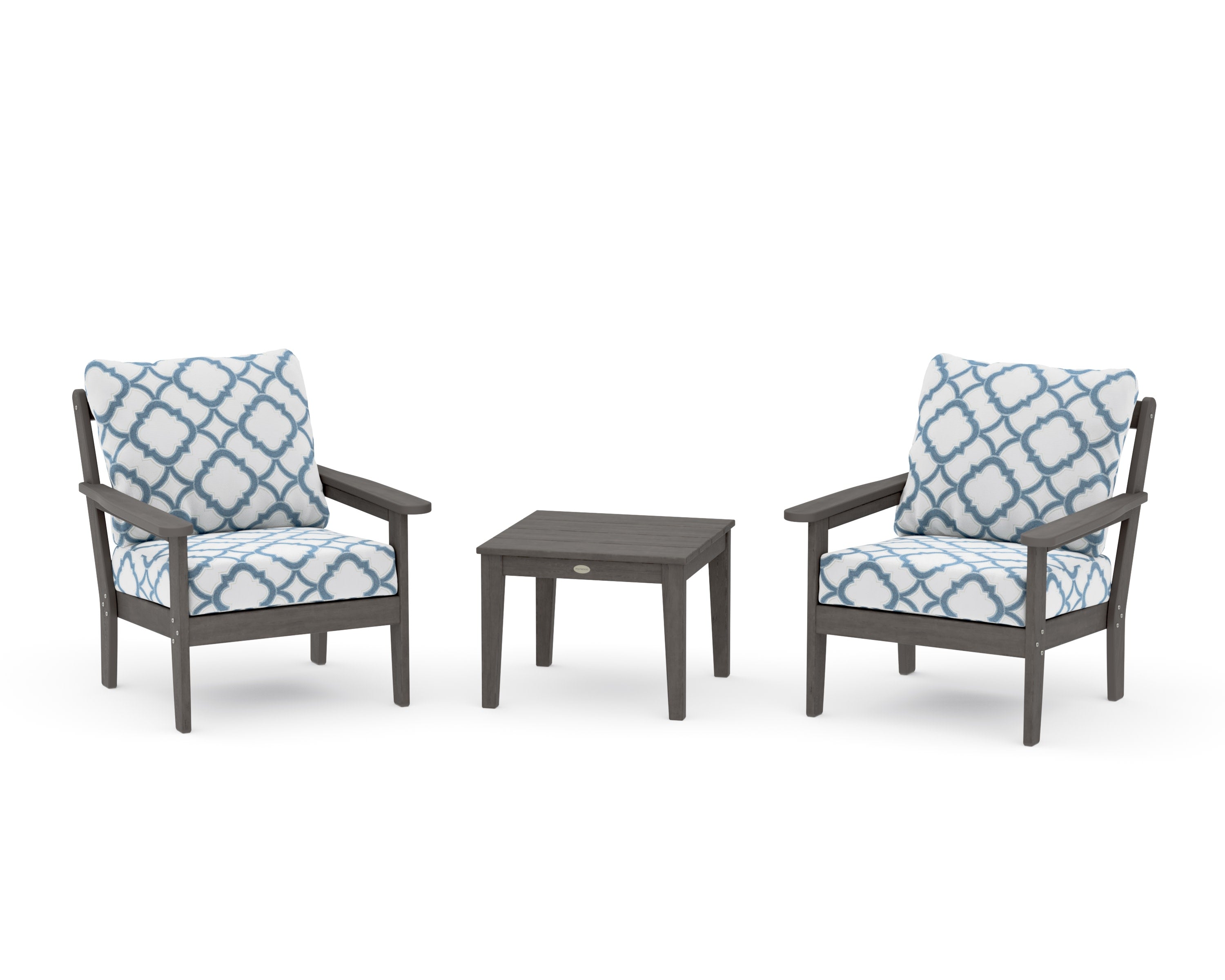 Cottage 3-Piece Deep Seating Set in Driftwood / Trellis Sky Blue