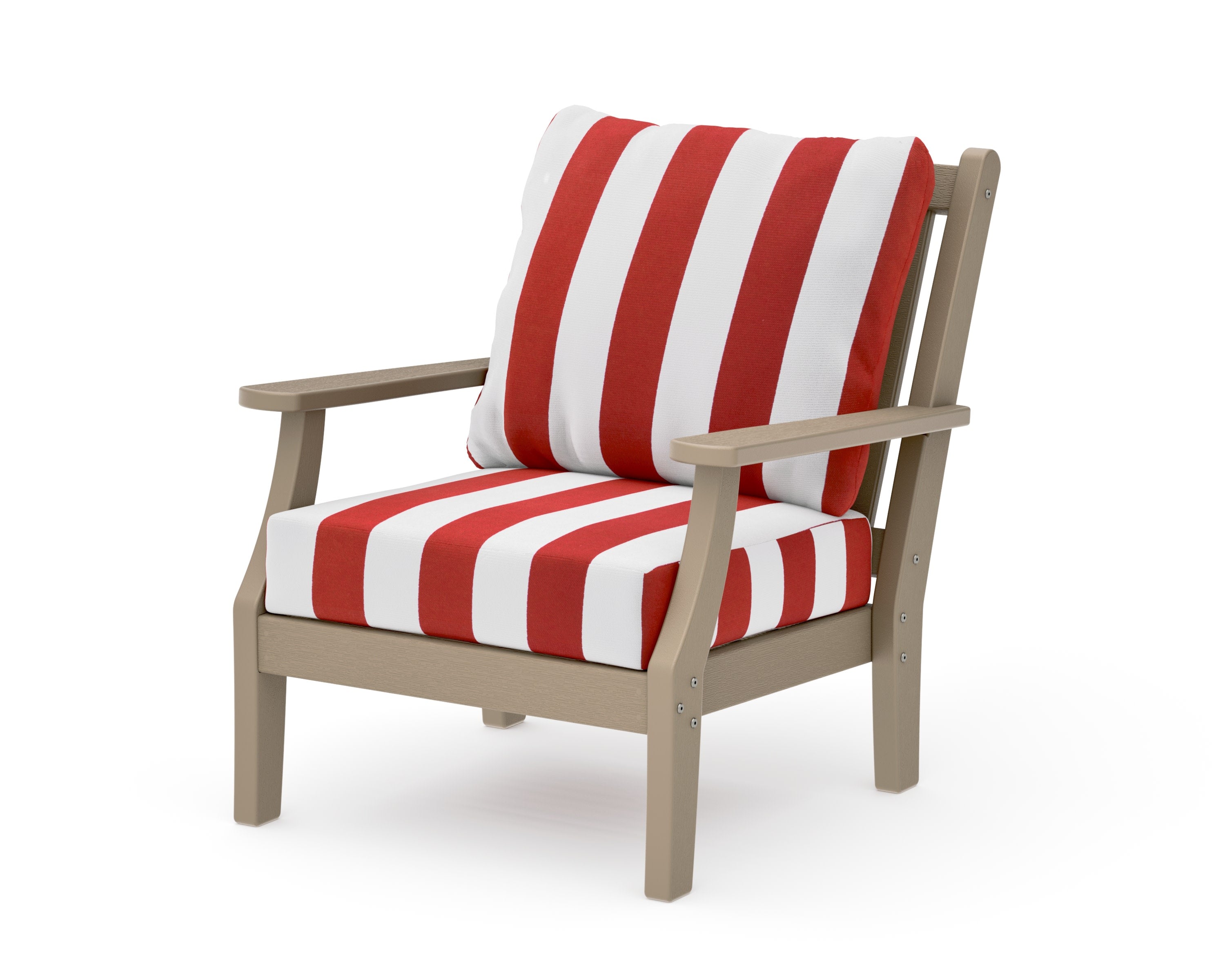 Wovendale Deep Seating Chair in Vintage Sahara / Cabana Stripe Crimson