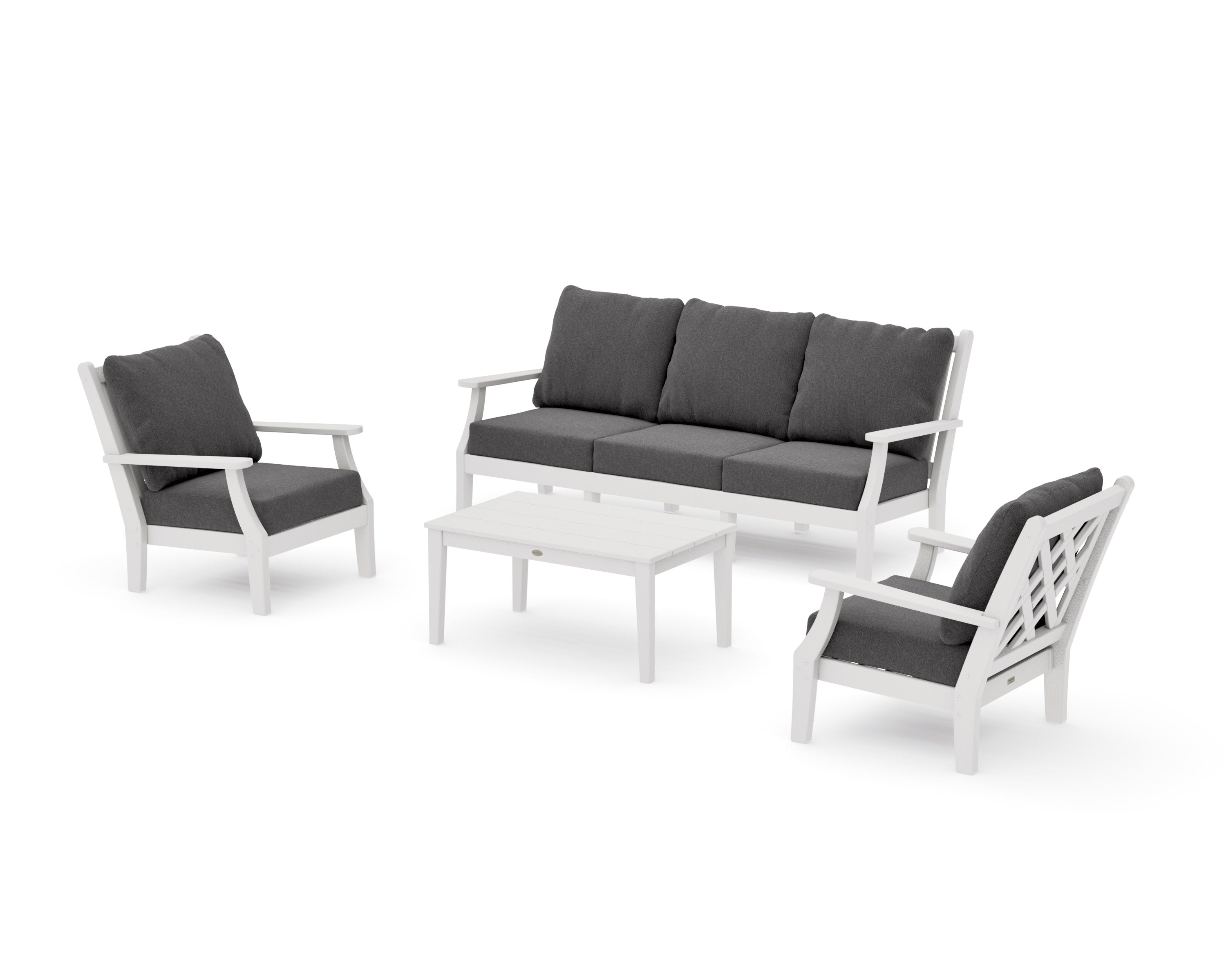 Wovendale 4-Piece Deep Seating Set with Sofa in Vintage White / Ash Charcoal