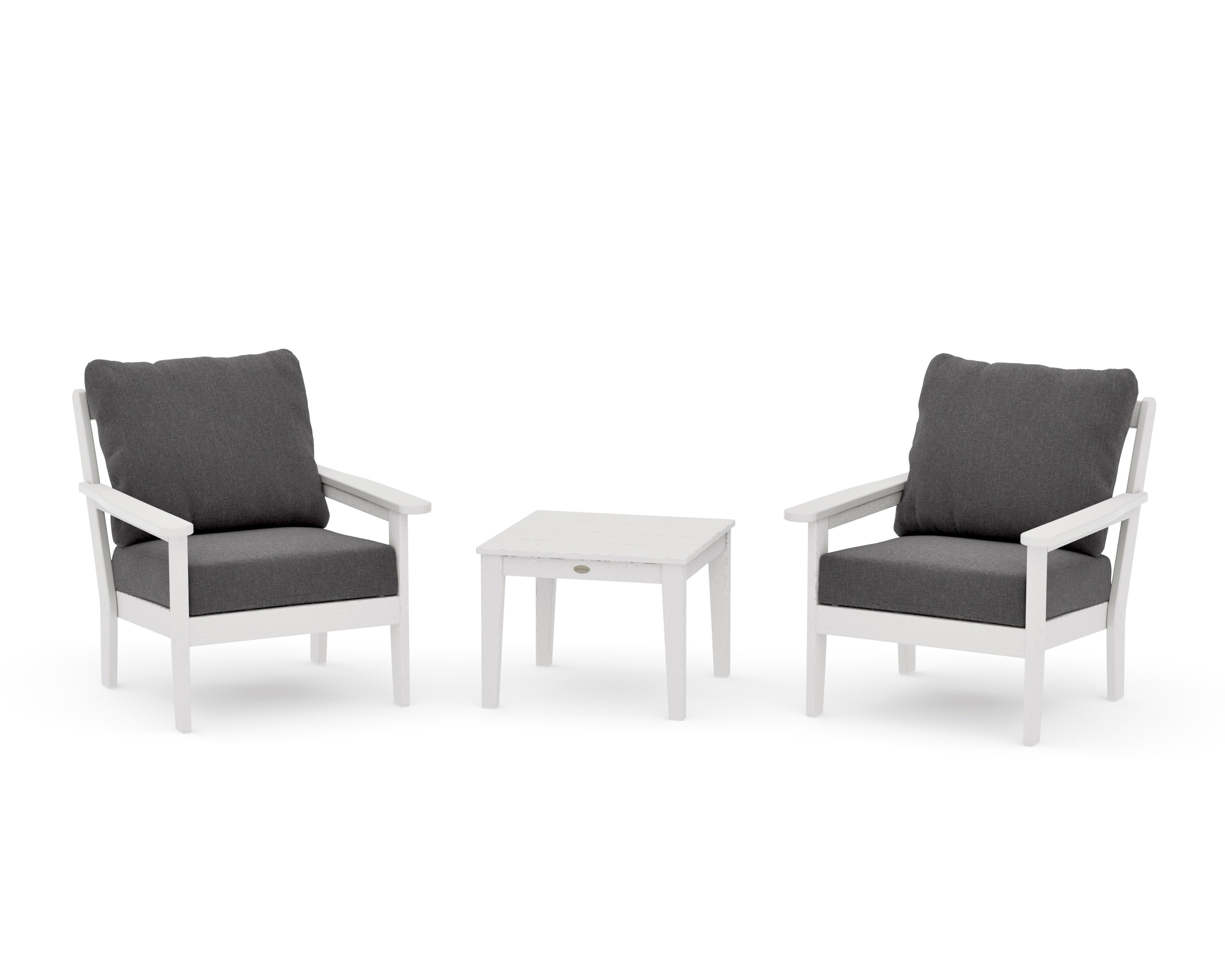 Cottage 3-Piece Deep Seating Set in Vintage White / Ash Charcoal
