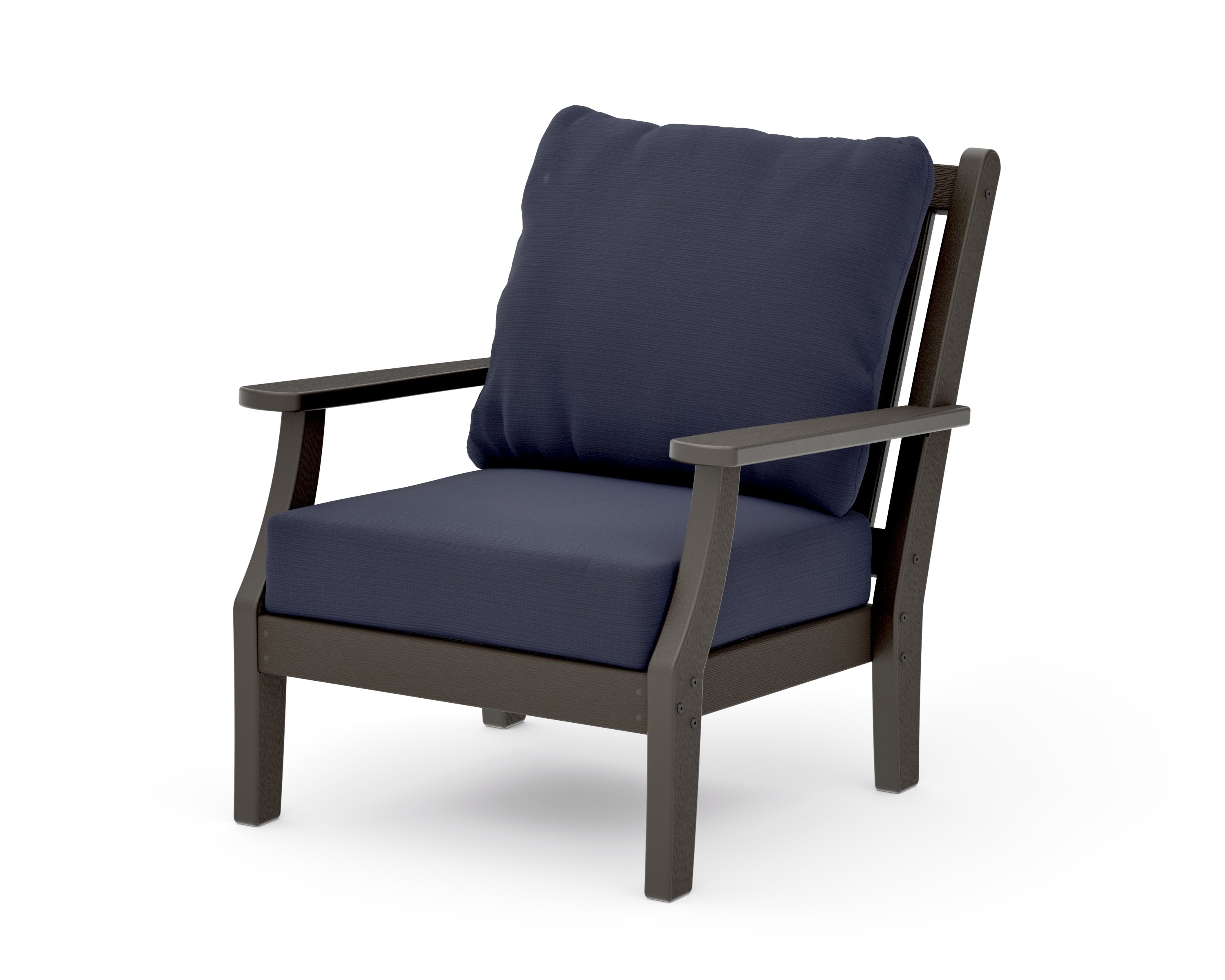 Wovendale Deep Seating Chair in Vintage Coffee / Navy Linen
