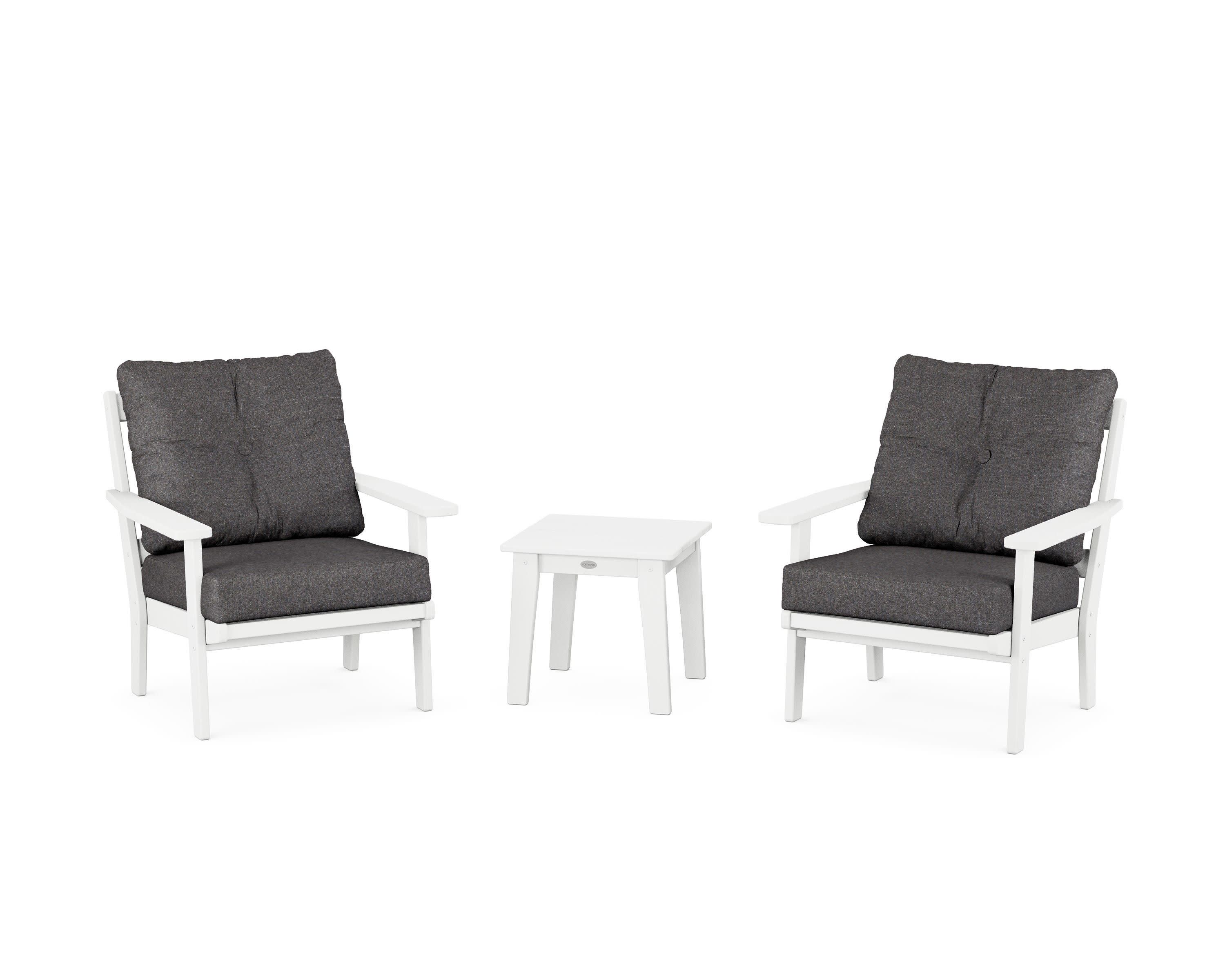 Prairie 3-Piece Deep Seating Set in White / Ash Charcoal