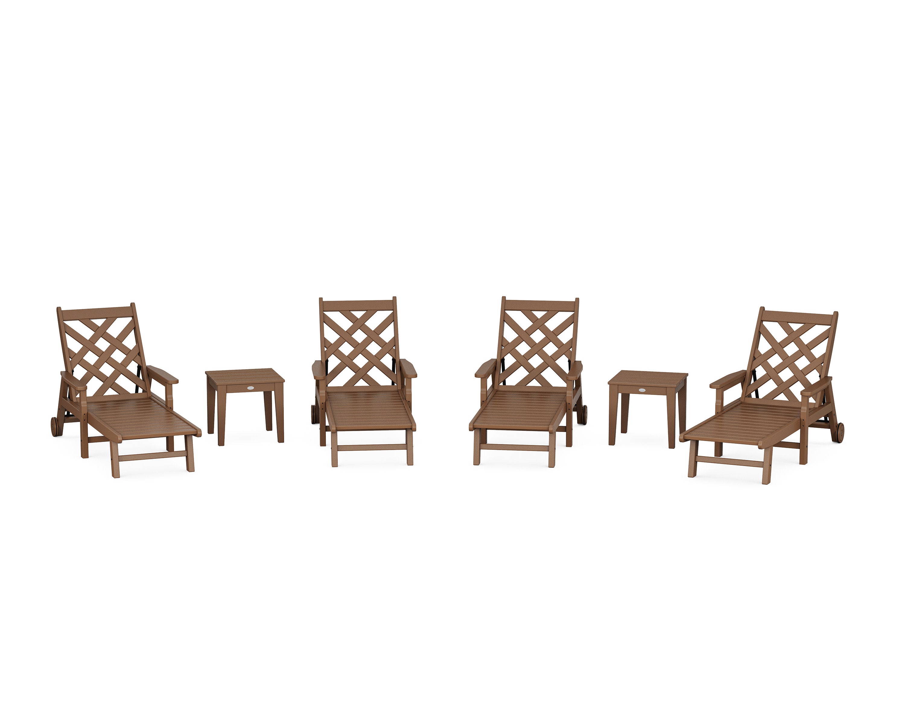 Wovendale 6-Piece Chaise Set with Arms and Wheels in Teak