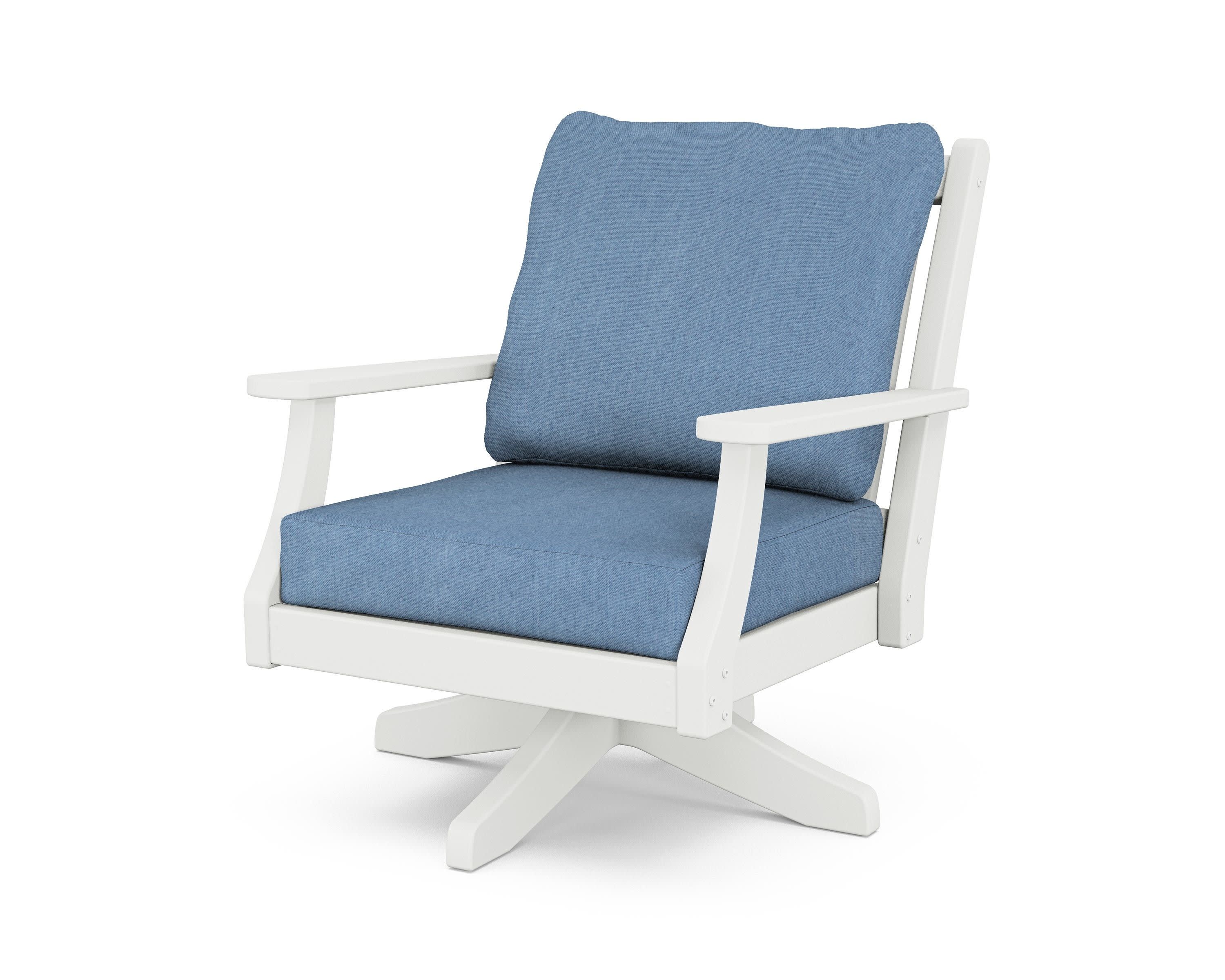 Wovendale Deep Seating Swivel Chair in White / Sky Blue