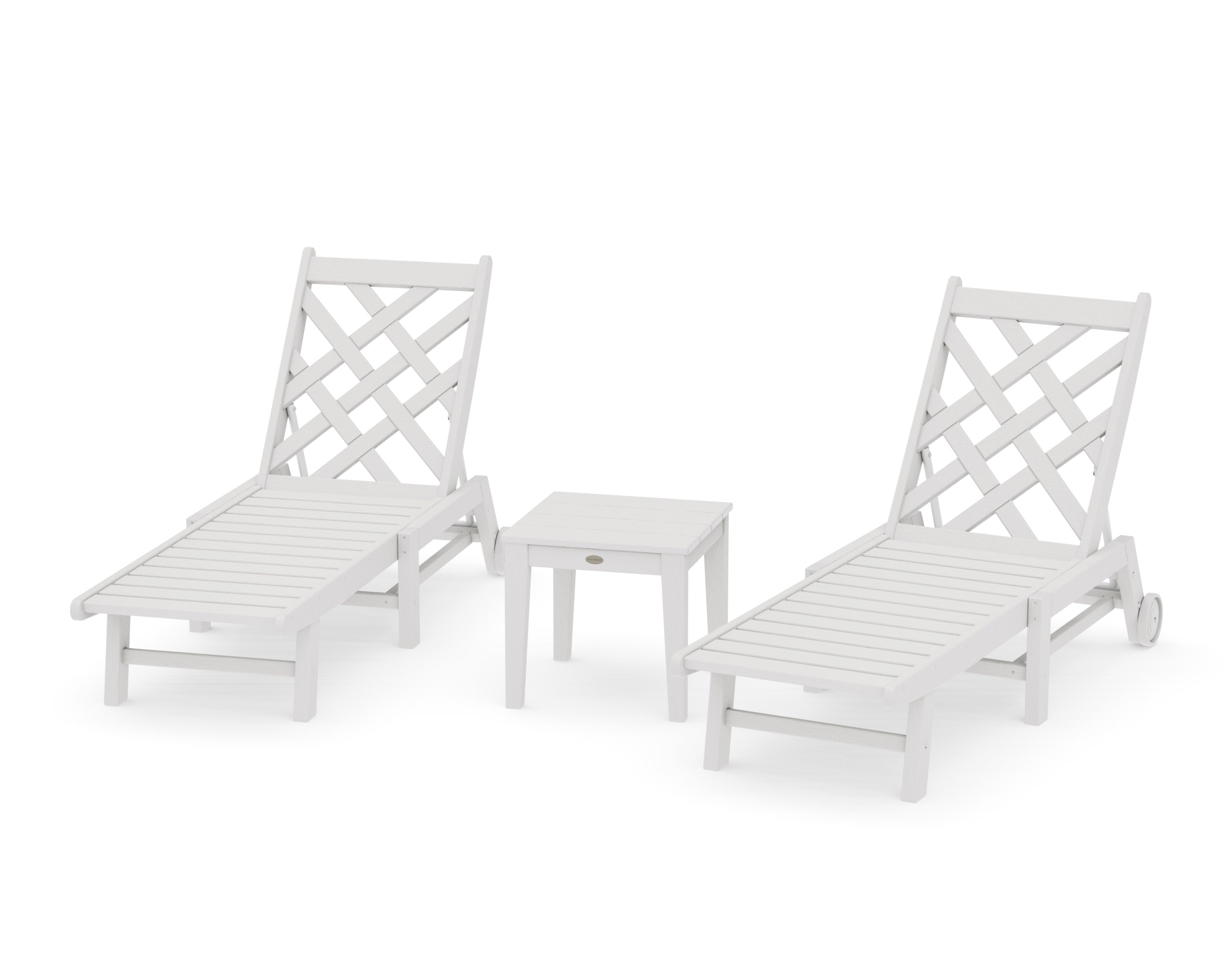 Wovendale 3-Piece Chaise Set with Wheels in Vintage White