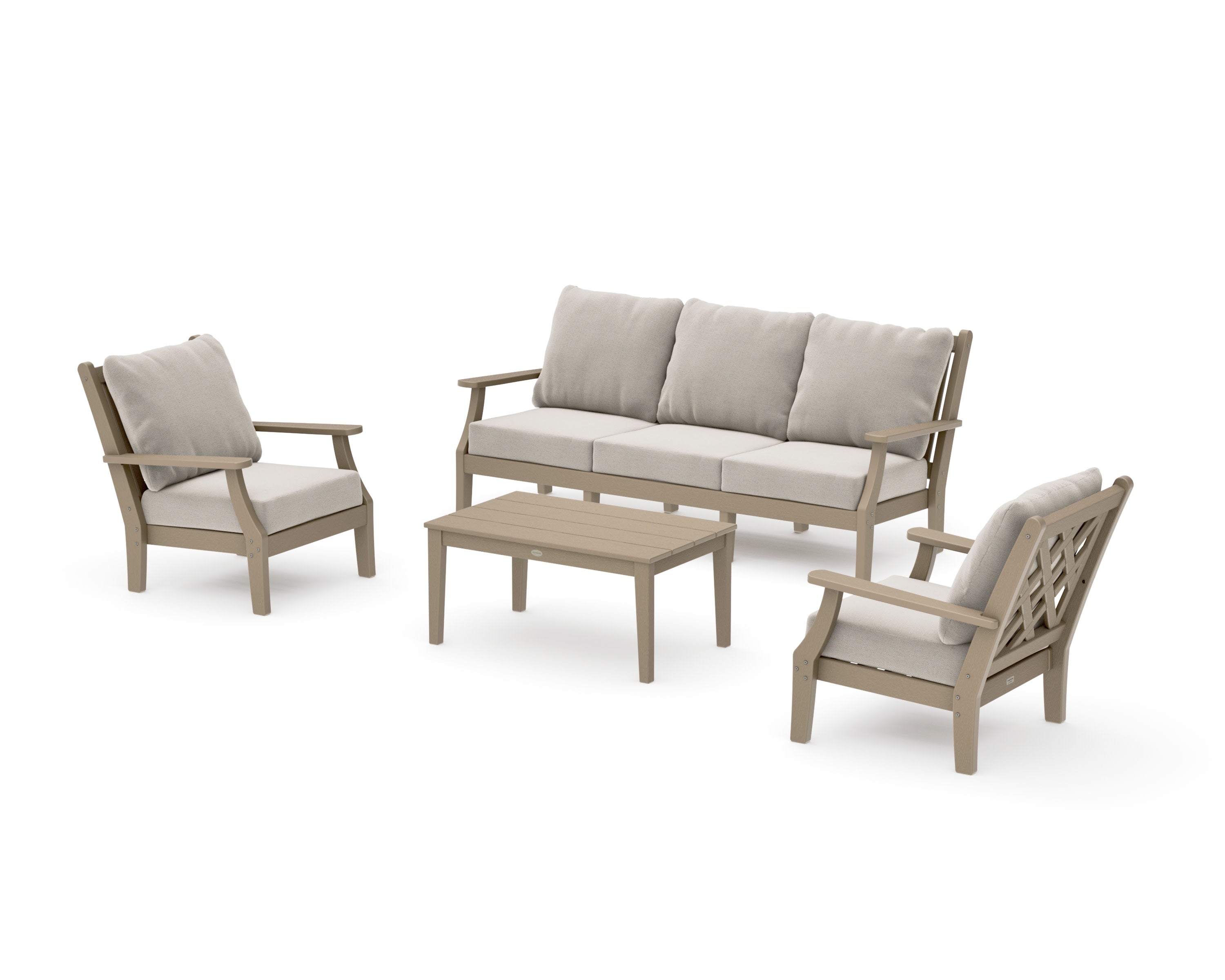 Wovendale 4-Piece Deep Seating Set with Sofa in Vintage Sahara / Dune Burlap