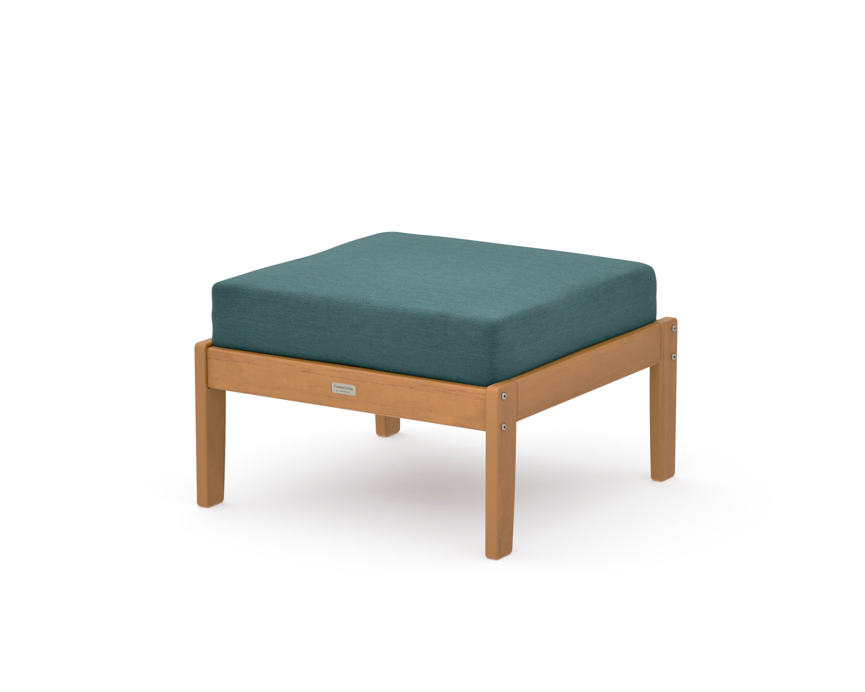 Cottage Deep Seating Ottoman in Natural / Ocean Teal