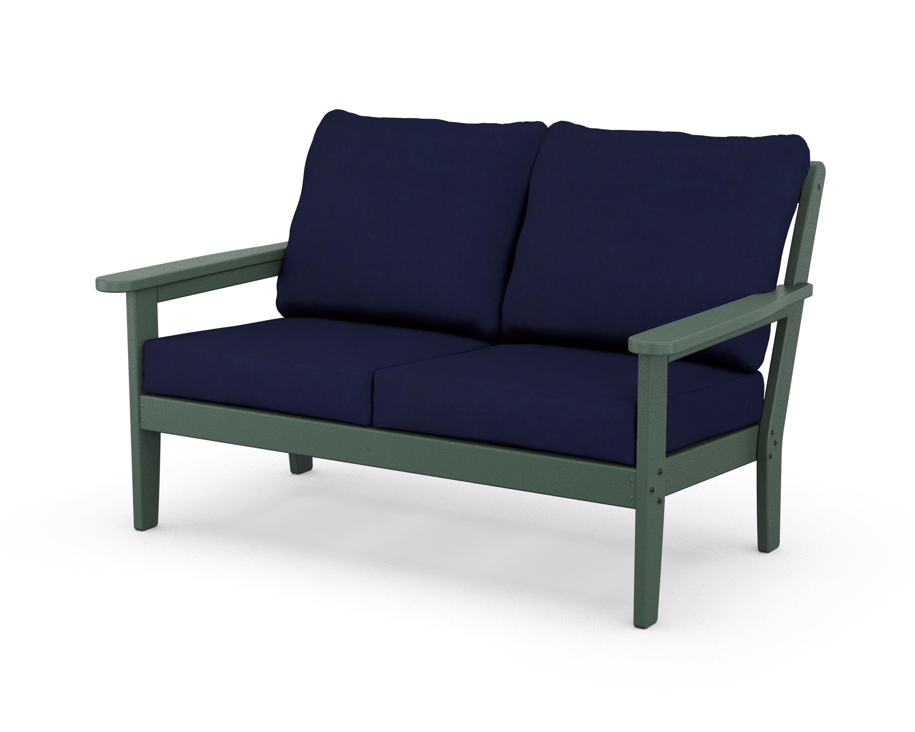 Cottage Deep Seating Loveseat in Green / Navy