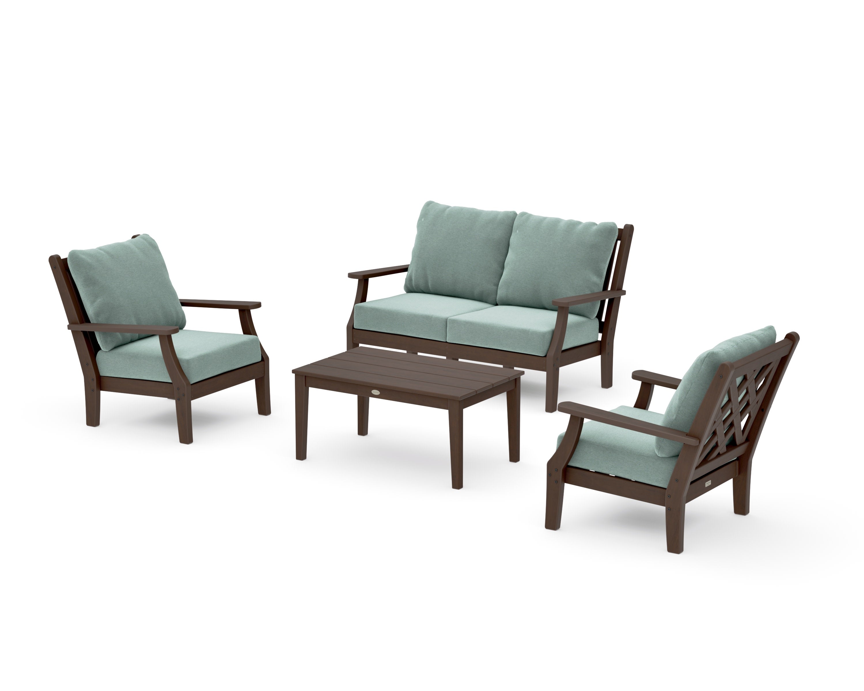 Wovendale 4-Piece Deep Seating Set with Loveseat in Kona / Glacier Spa