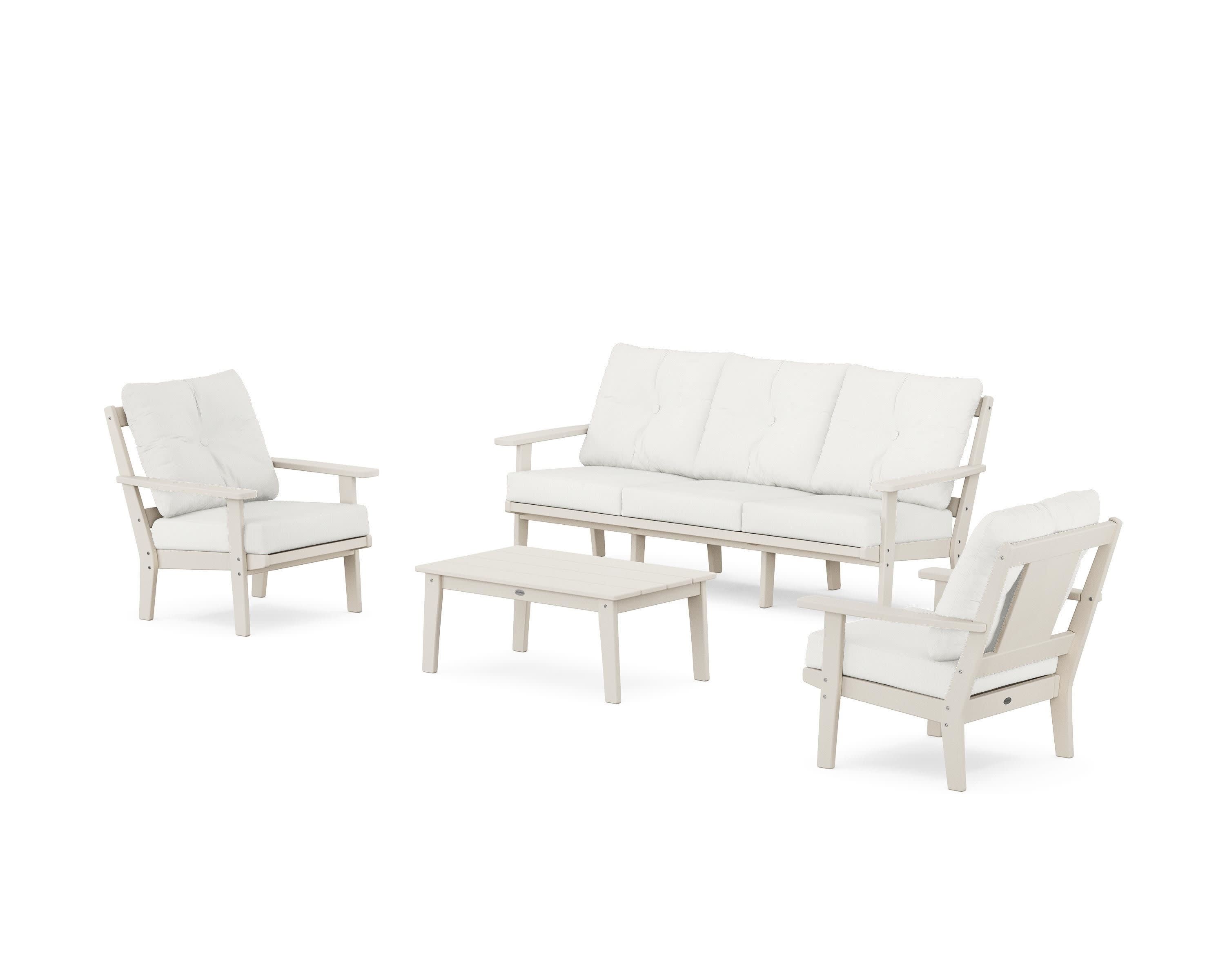 Prairie 4-Piece Deep Seating Set with Sofa in Sand / Natural Linen