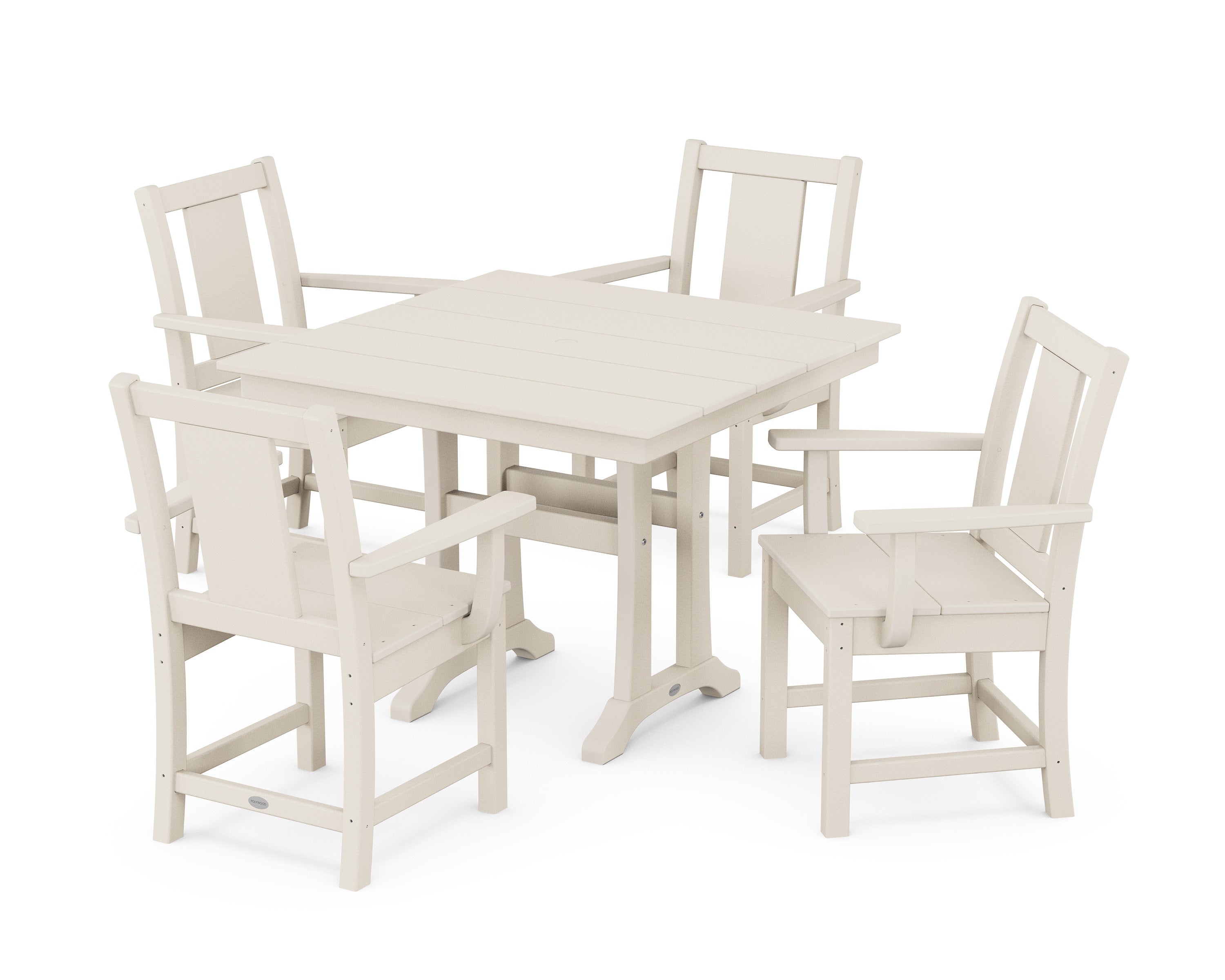 Prairie 5-Piece Farmhouse Dining Set with Trestle Legs in Sand