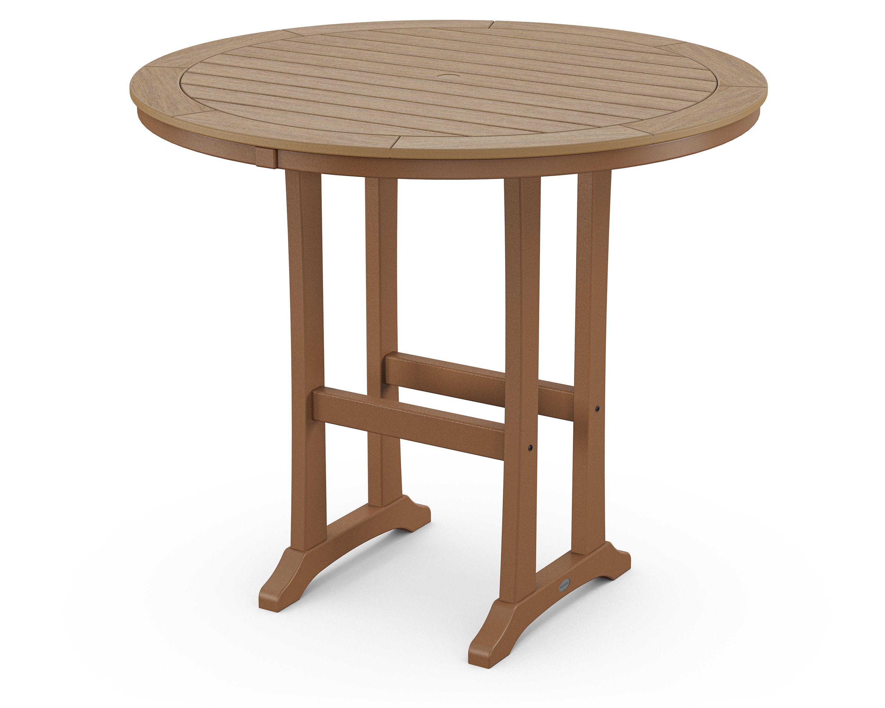 Nautical Trestle 48" Round Bar Table in Teak / Natural