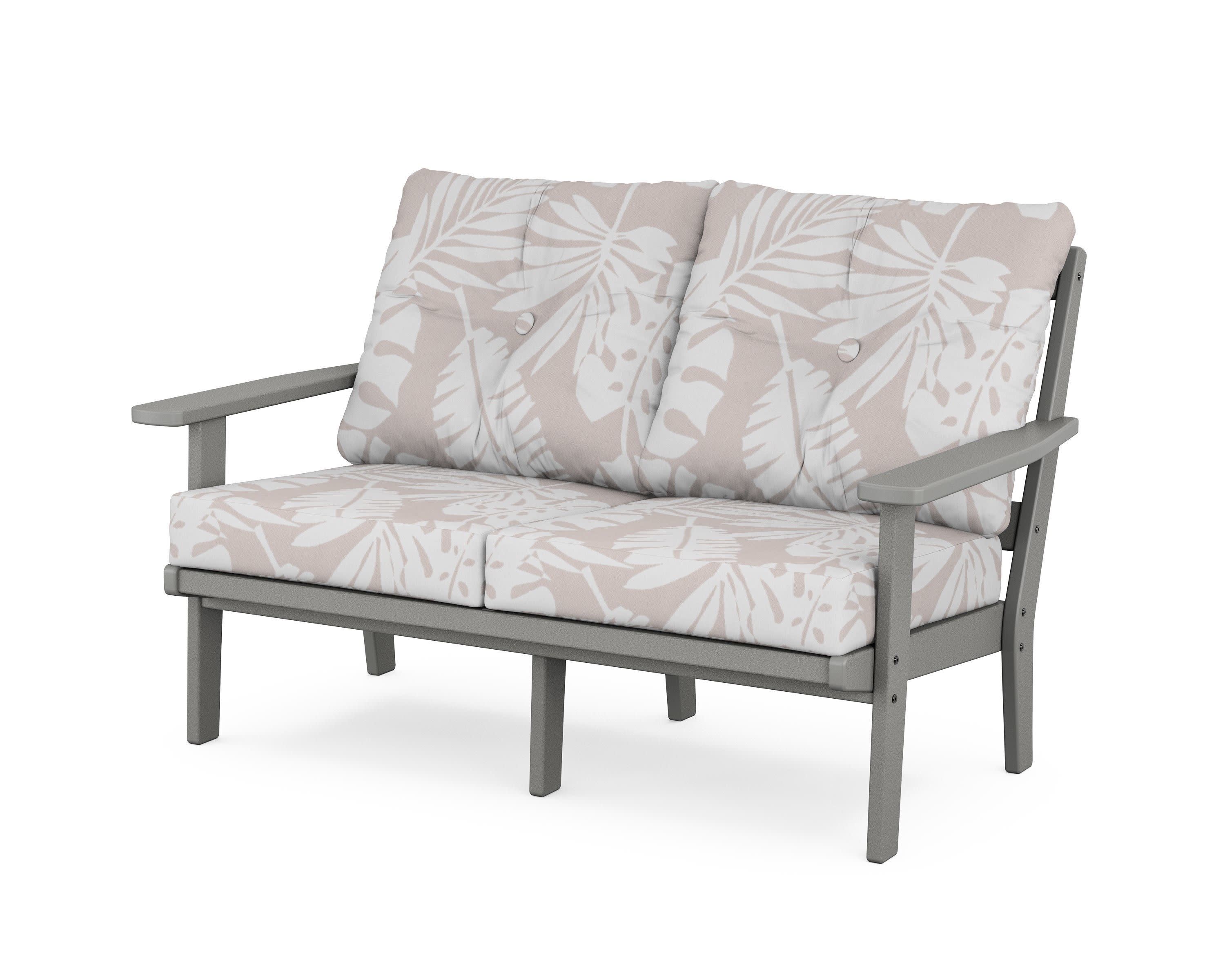 Prairie Deep SeatingLoveseat in Slate Grey / Leaf Dune Burlap