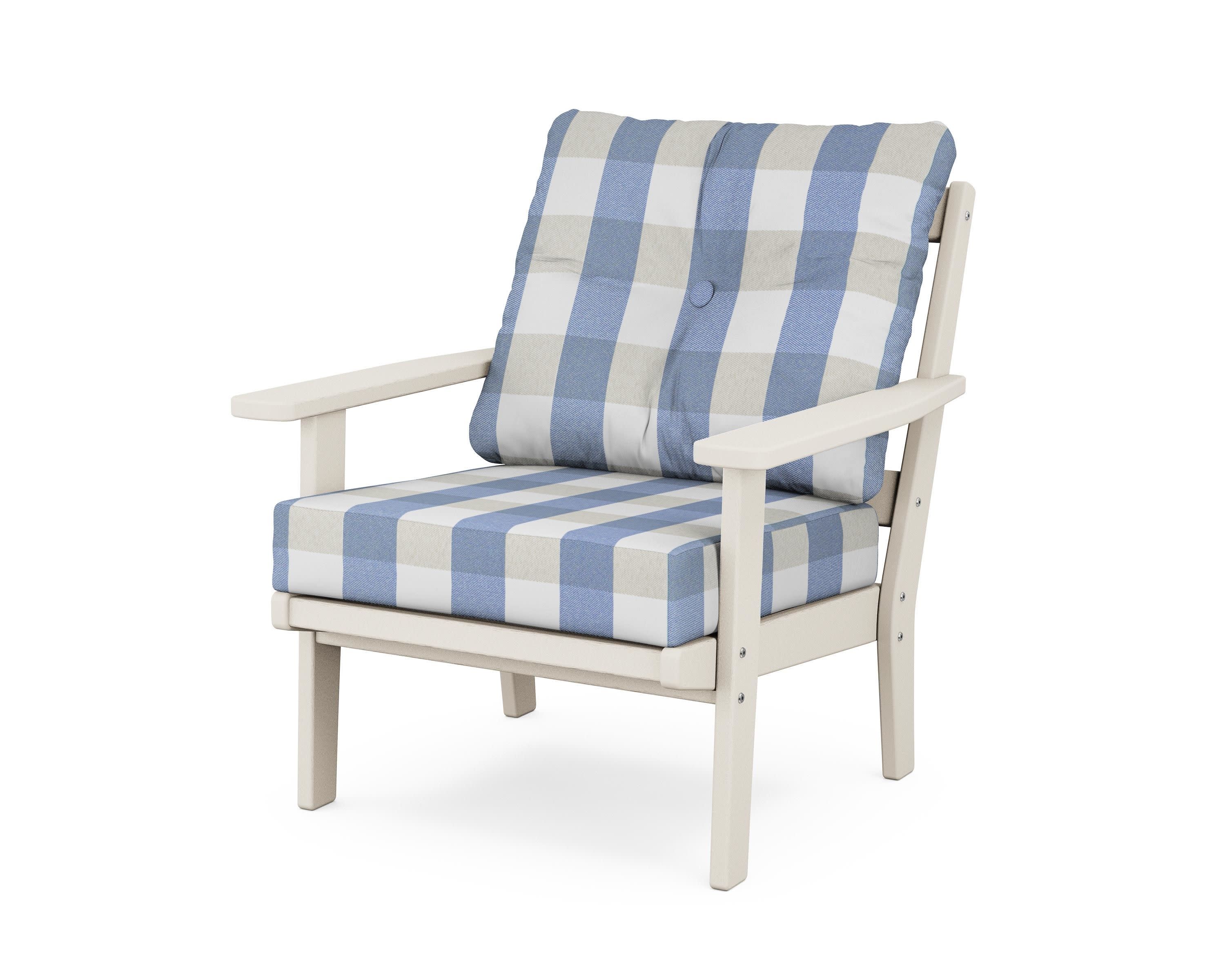 Prairie Deep Seating Chair in Sand / Buffalo Plaid Sky Blue