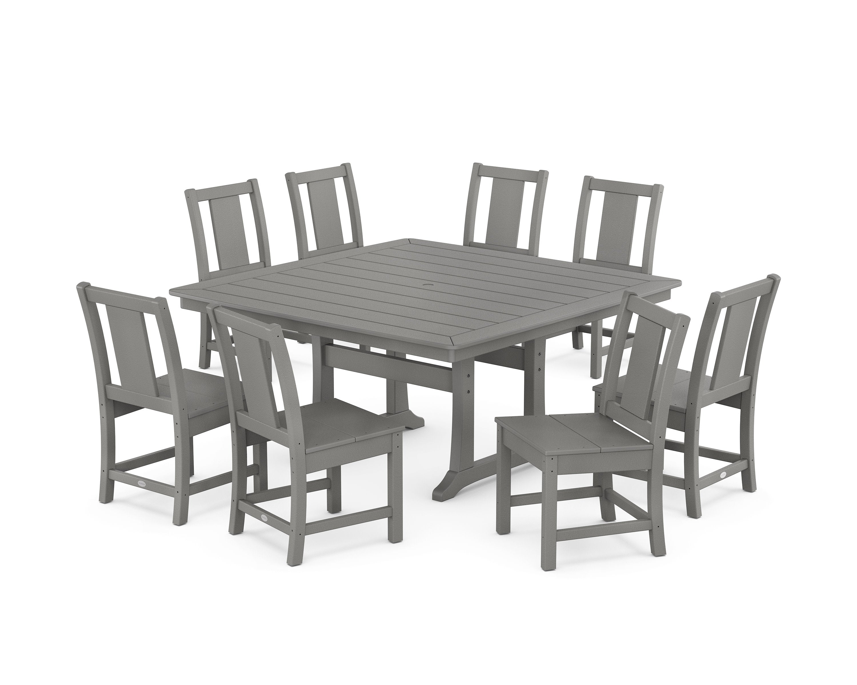 Prairie Side Chair 9-Piece Square Dining Set with Trestle Legs in Slate Grey