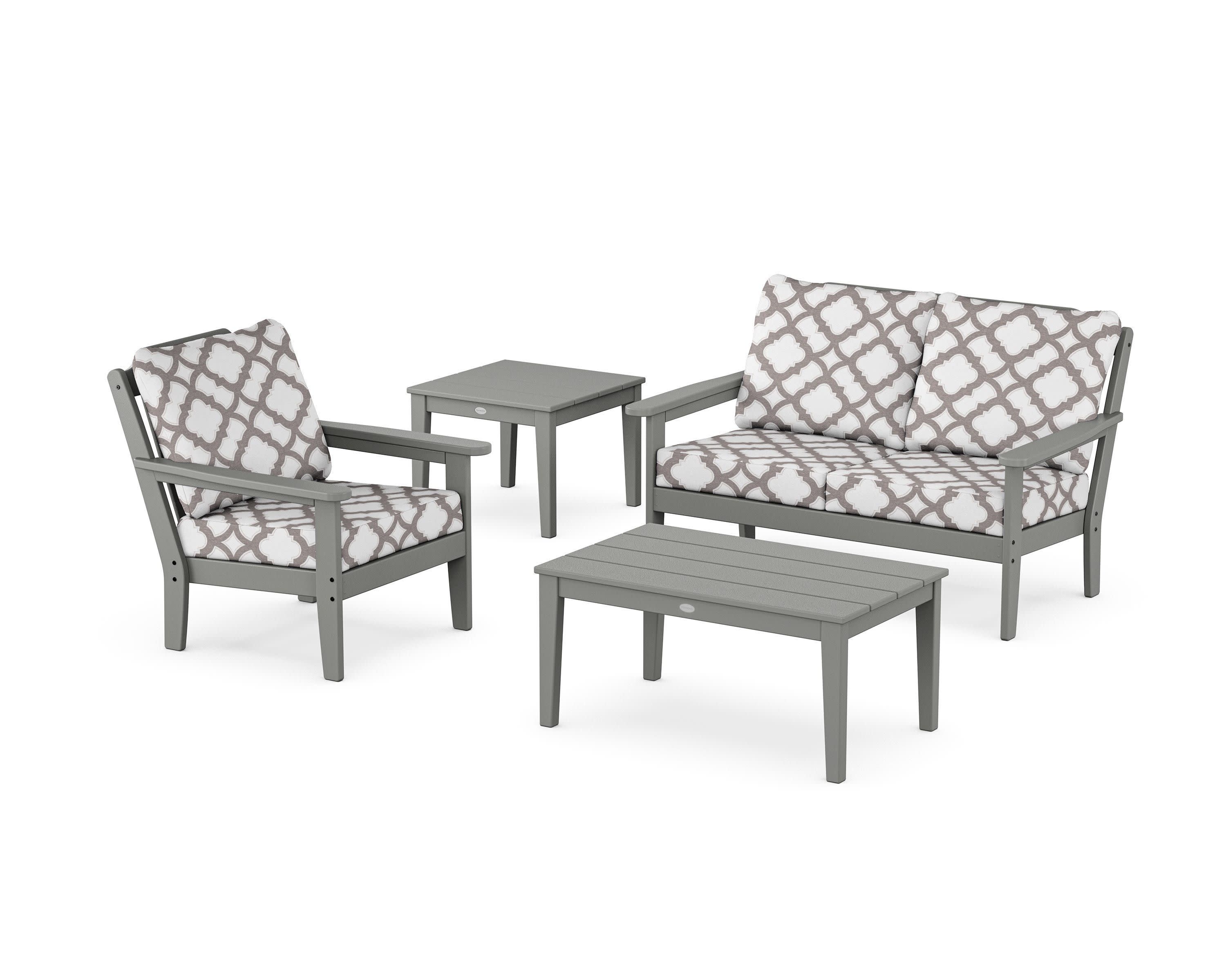 Wovendale 4-Piece Deep Seating Set in Slate Grey / Trellis Grey Mist