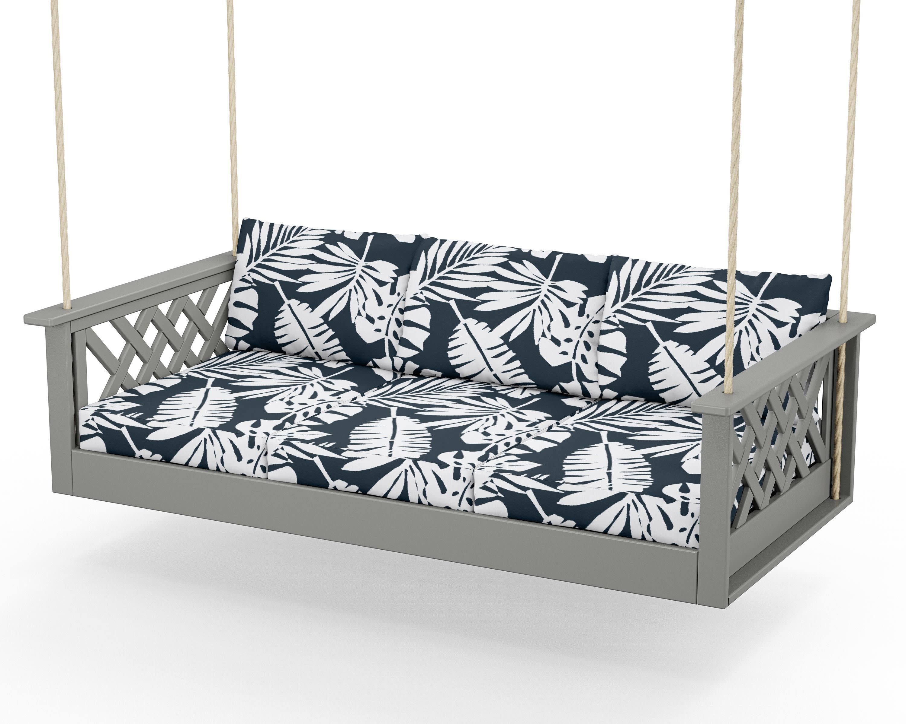 Wovendale Daybed Swing in Slate Grey / Leaf Marine Indigo