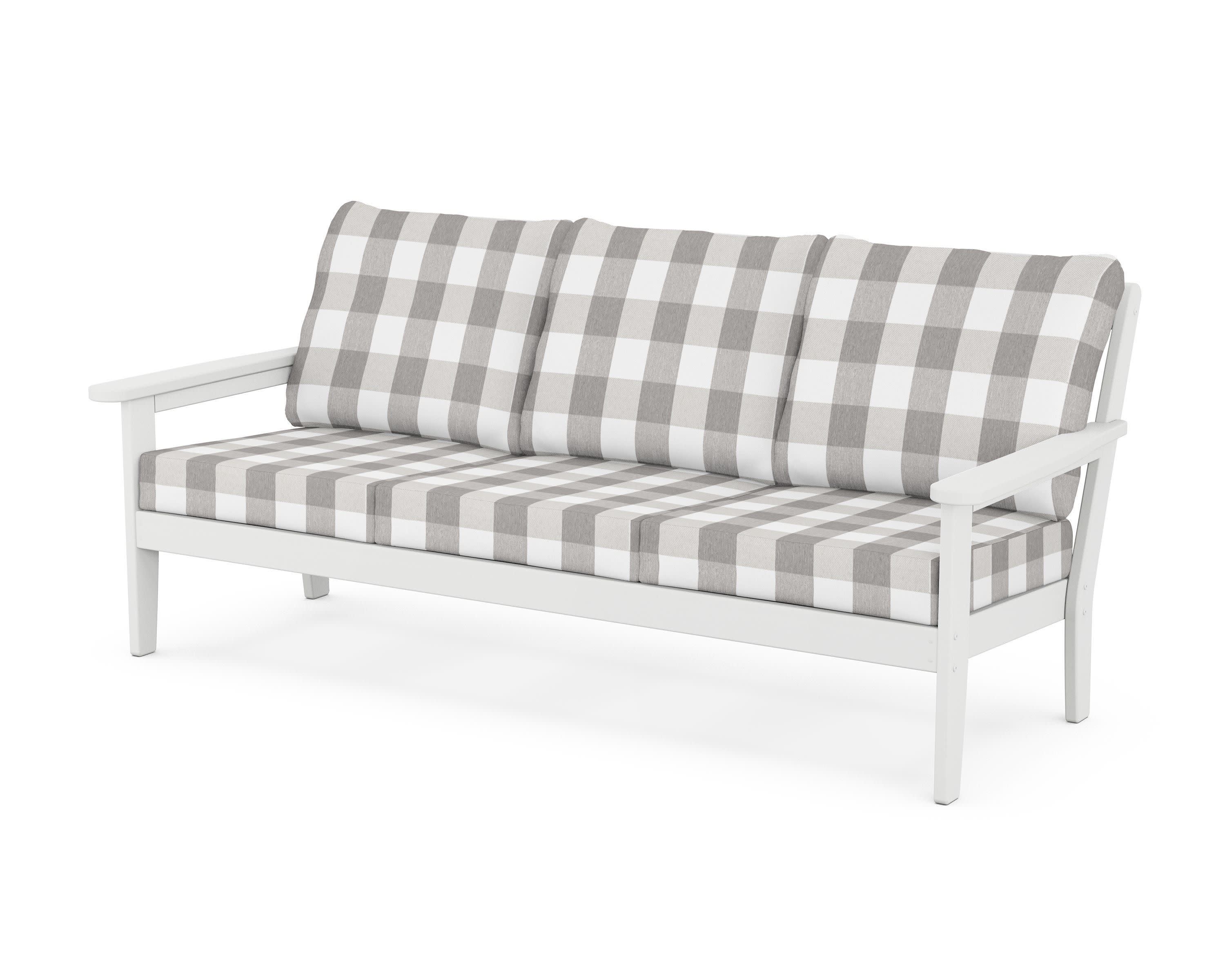 Cottage Deep Seating Sofa in White / Buffalo Plaid Grey Mist