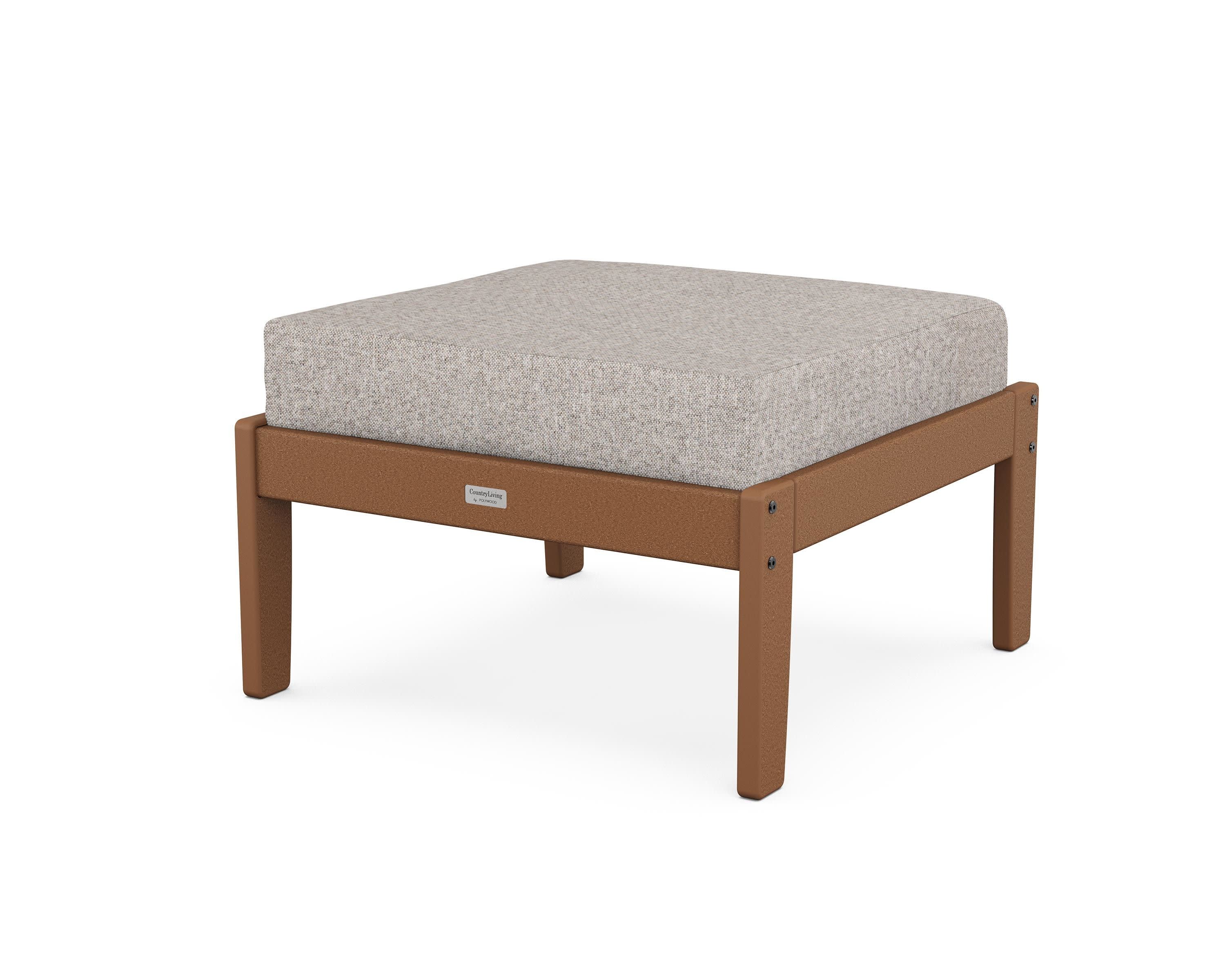 Cottage Deep Seating Ottoman in Teak / Weathered Tweed