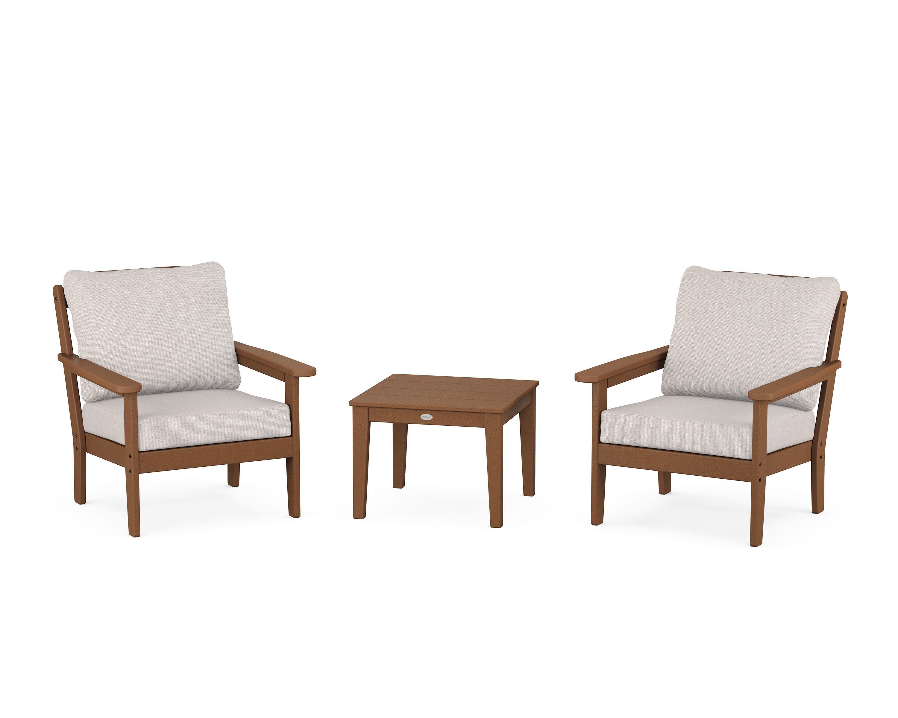 Cottage 3-Piece Deep Seating Set in Teak / Dune Burlap