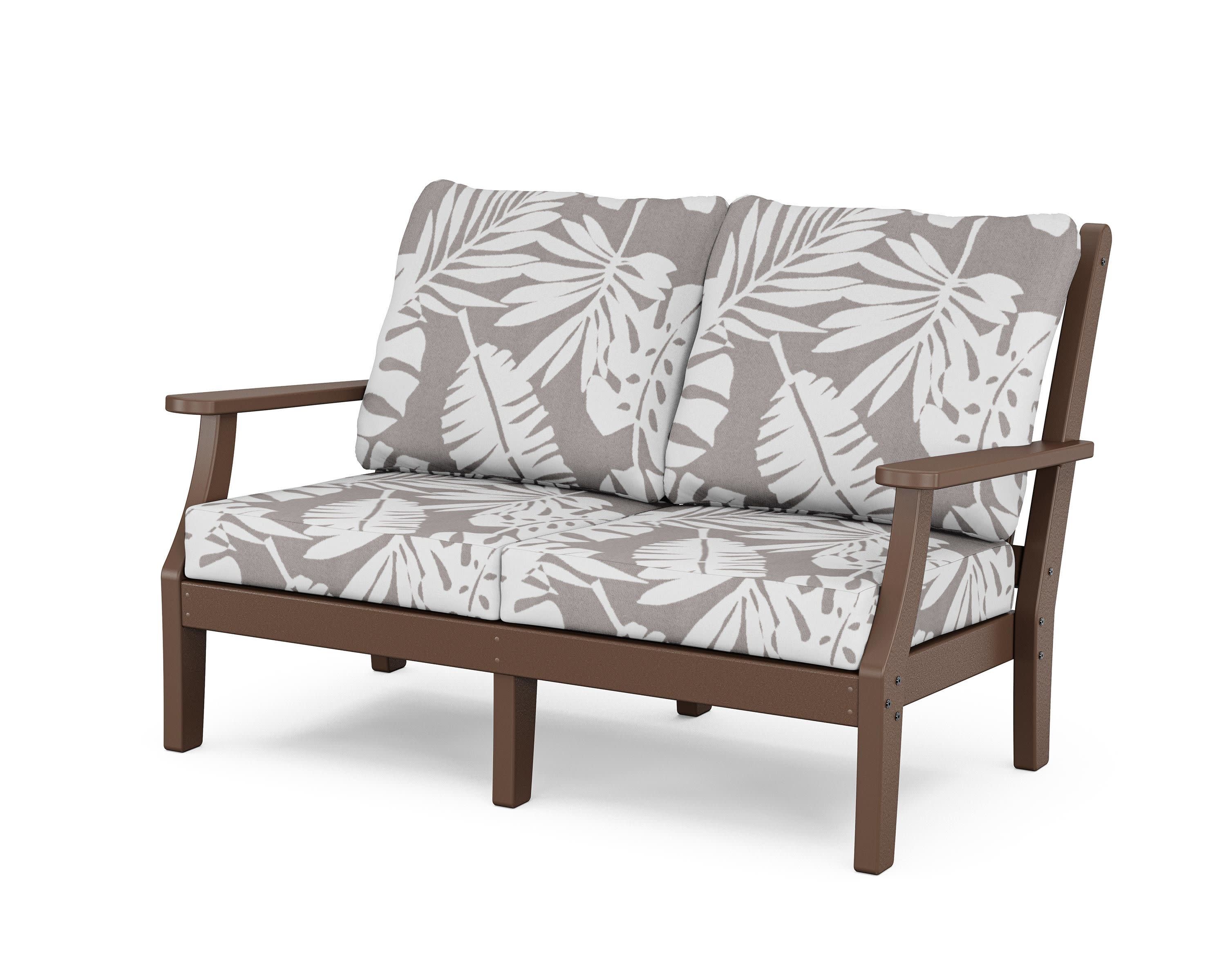 Wovendale Deep Seating Loveseat in Mahogany / Leaf Grey Mist