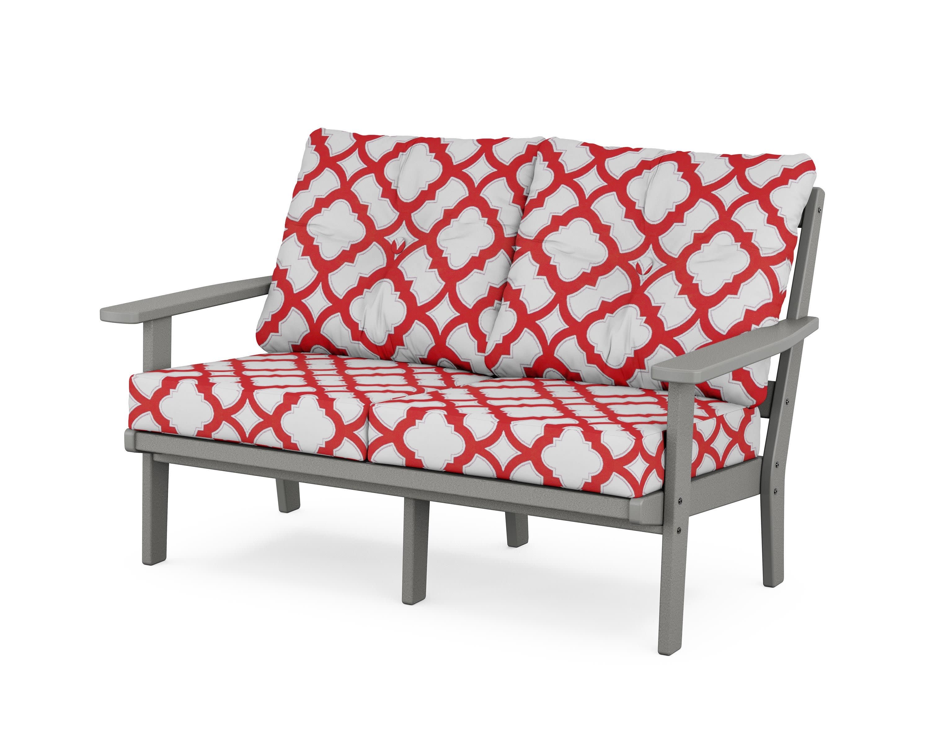 Prairie Deep SeatingLoveseat in Slate Grey / Trellis Crimson