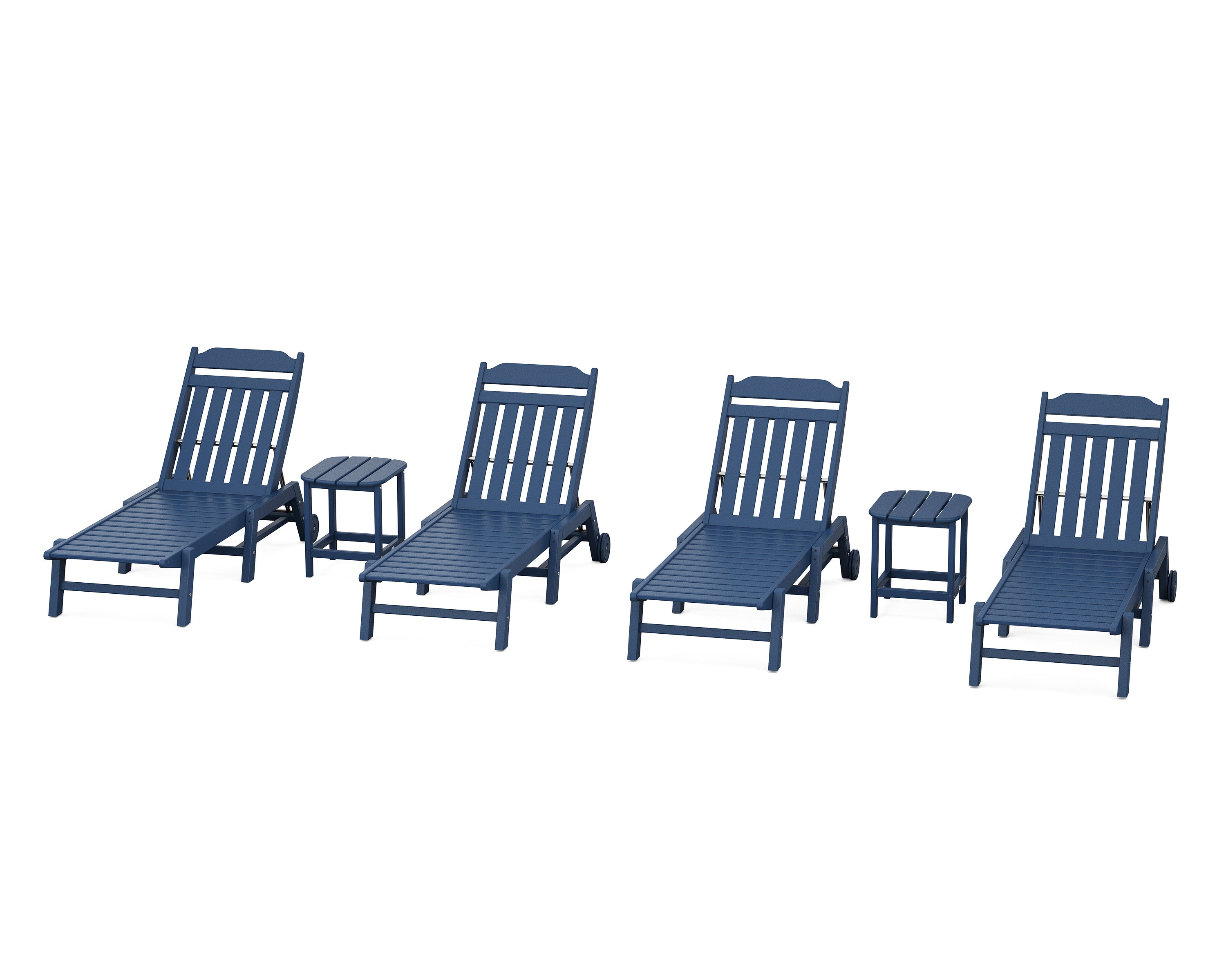 Cottage 6-Piece Chaise Set with Wheels in Navy