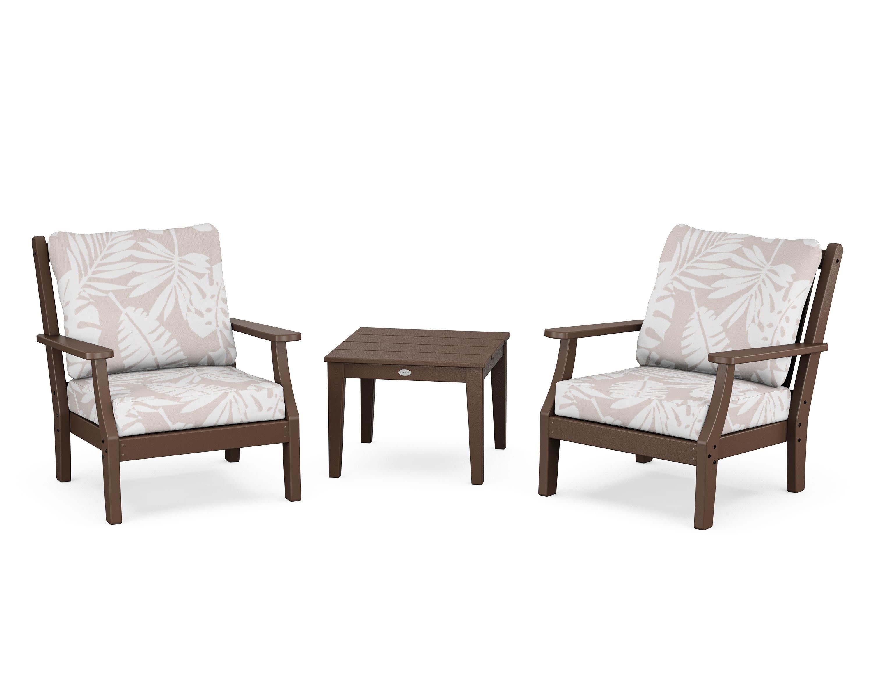 Wovendale 3-Piece Deep Seating Set in Mahogany / Leaf Dune Burlap
