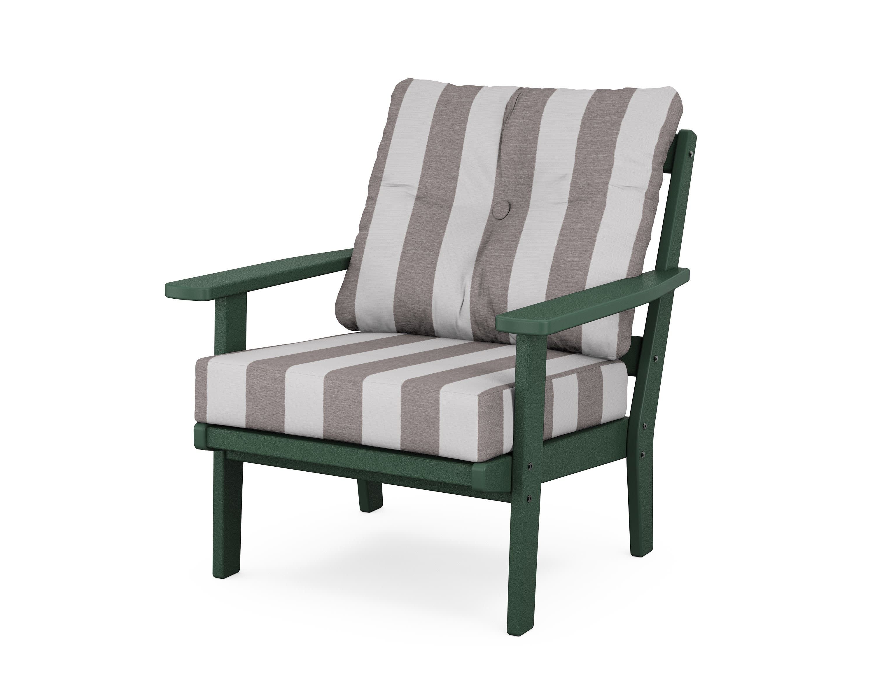 Prairie Deep Seating Chair in Green / Cabana Stripe Grey Mist