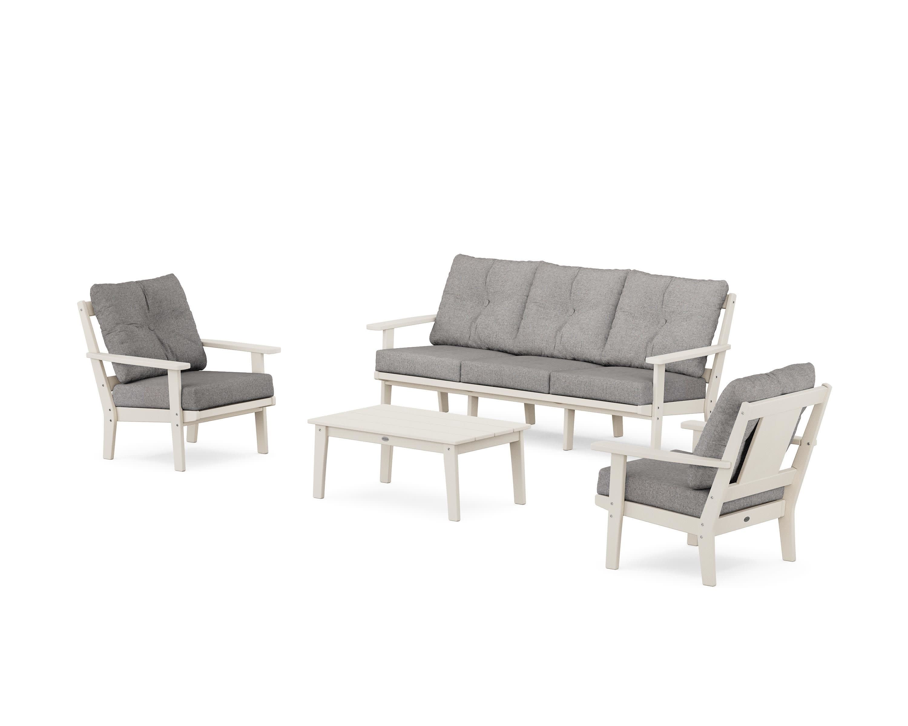 Prairie 4-Piece Deep Seating Set with Sofa in Sand / Grey Mist