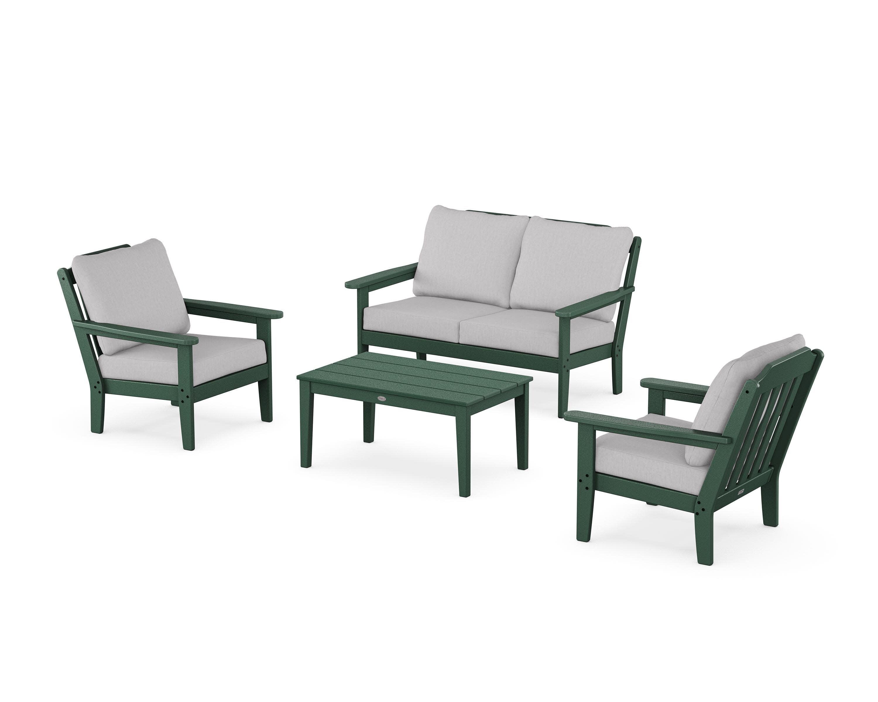 Cottage 4-Piece Deep Seating Set with Loveseat in Green / Granite