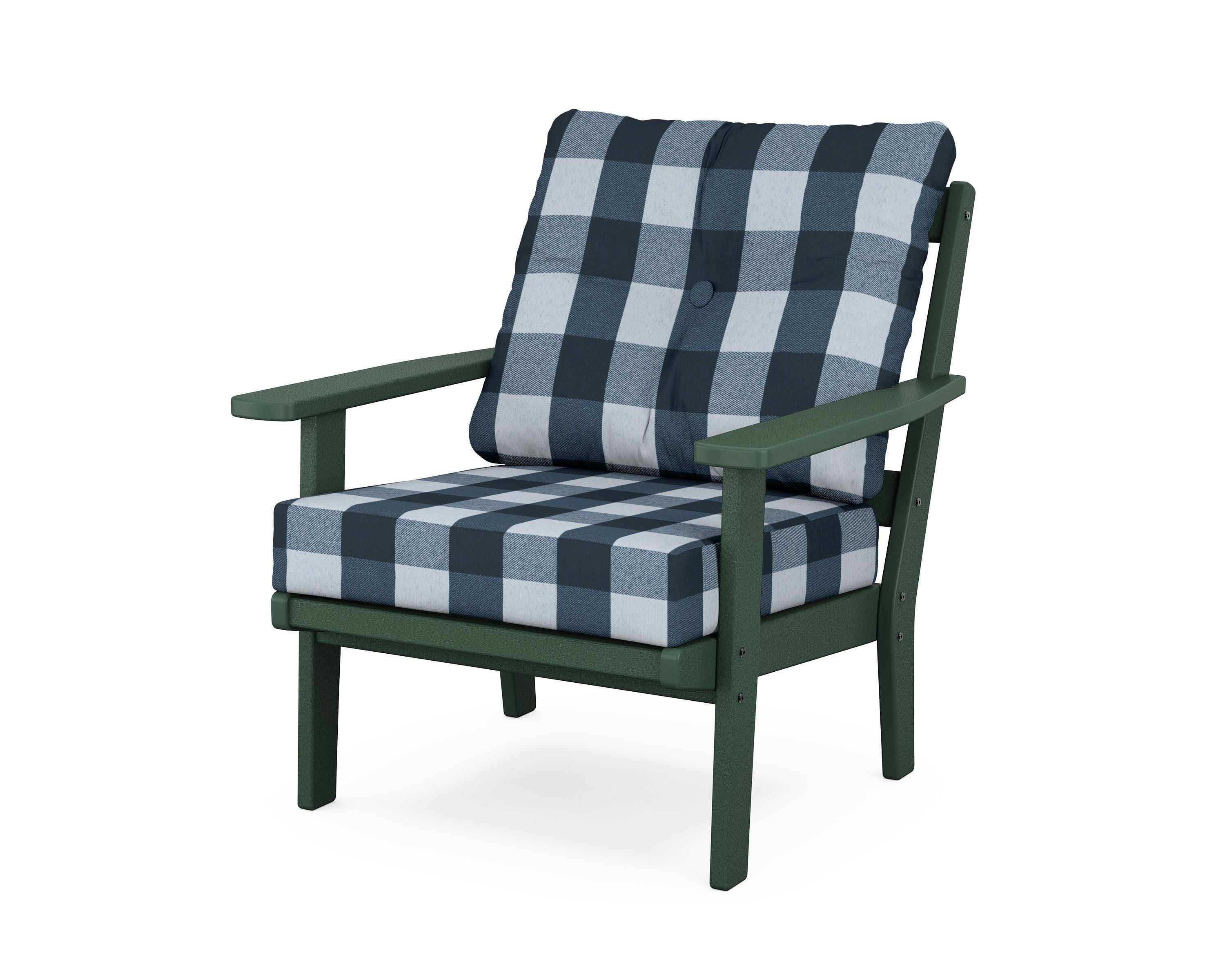 Prairie Deep Seating Chair in Green / Buffalo Plaid Marine Indigo