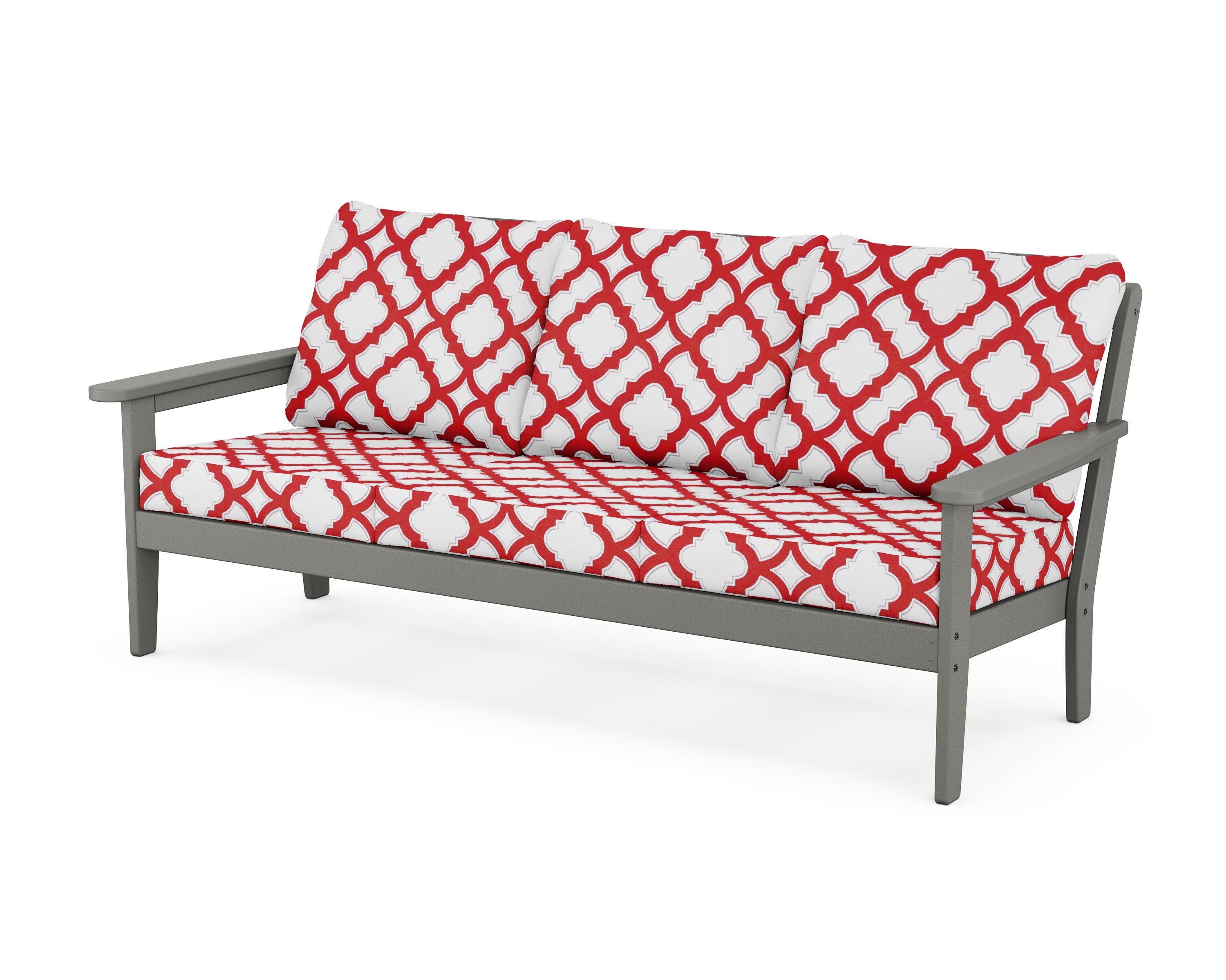 Cottage Deep Seating Sofa in Slate Grey / Trellis Crimson