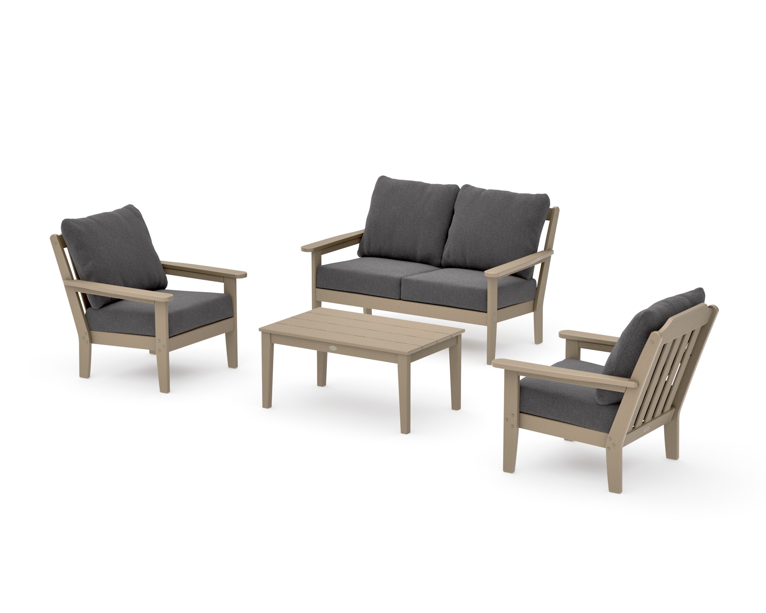 Cottage 4-Piece Deep Seating Set with Loveseat in Vintage Sahara / Ash Charcoal