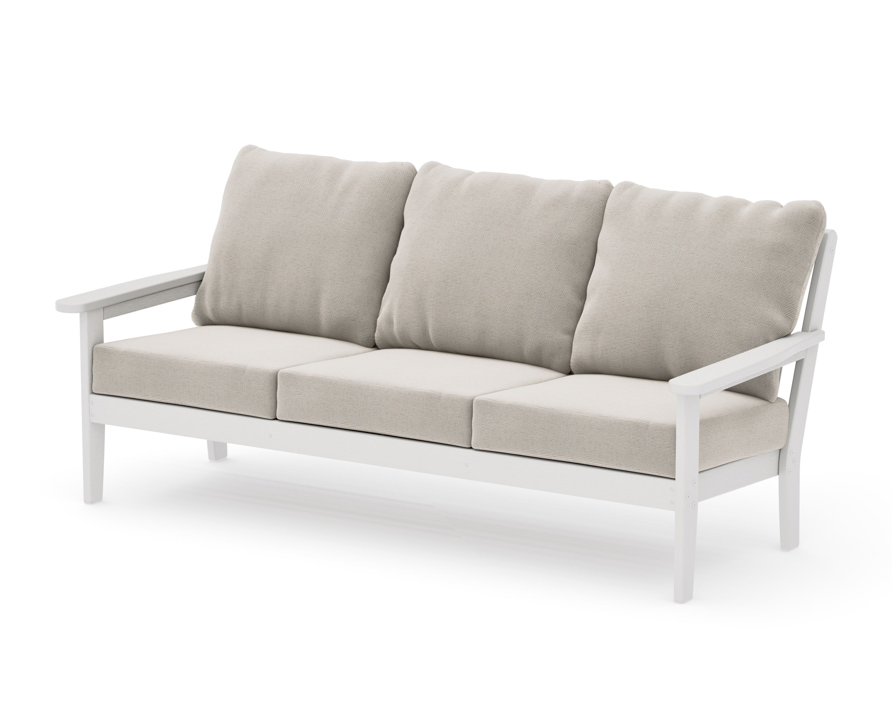 Cottage Deep Seating Sofa in Vintage White / Dune Burlap